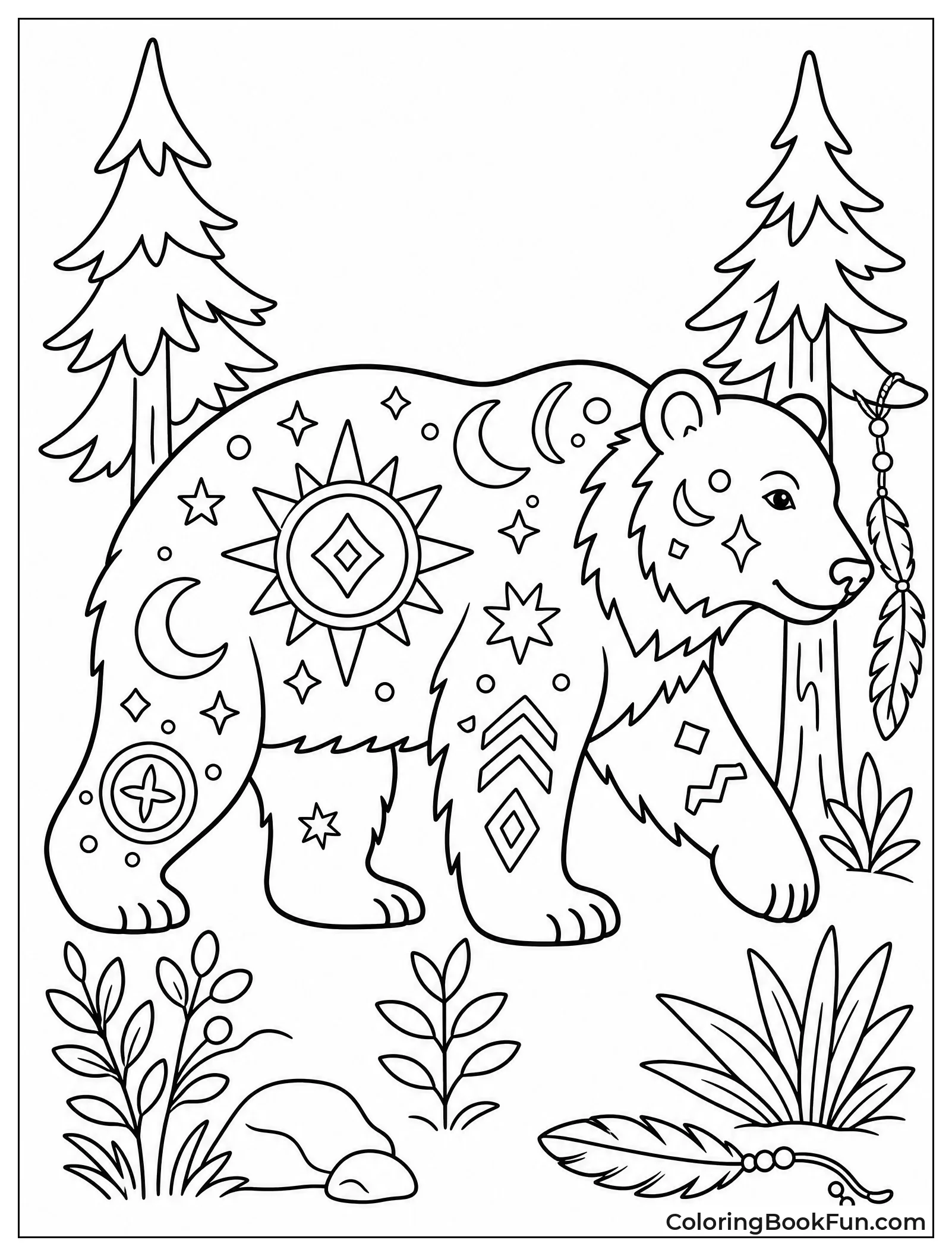 Majestic Bear with Celestial Patterns