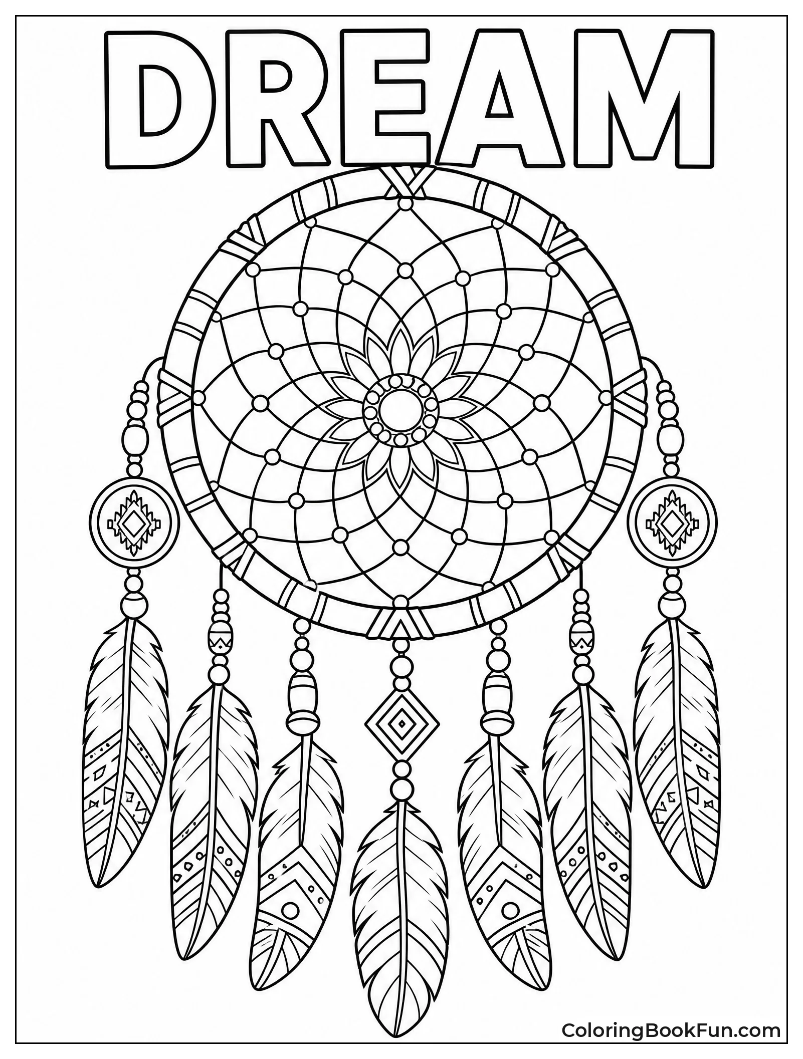 Intricate Dreamcatcher with Feathers and Beads