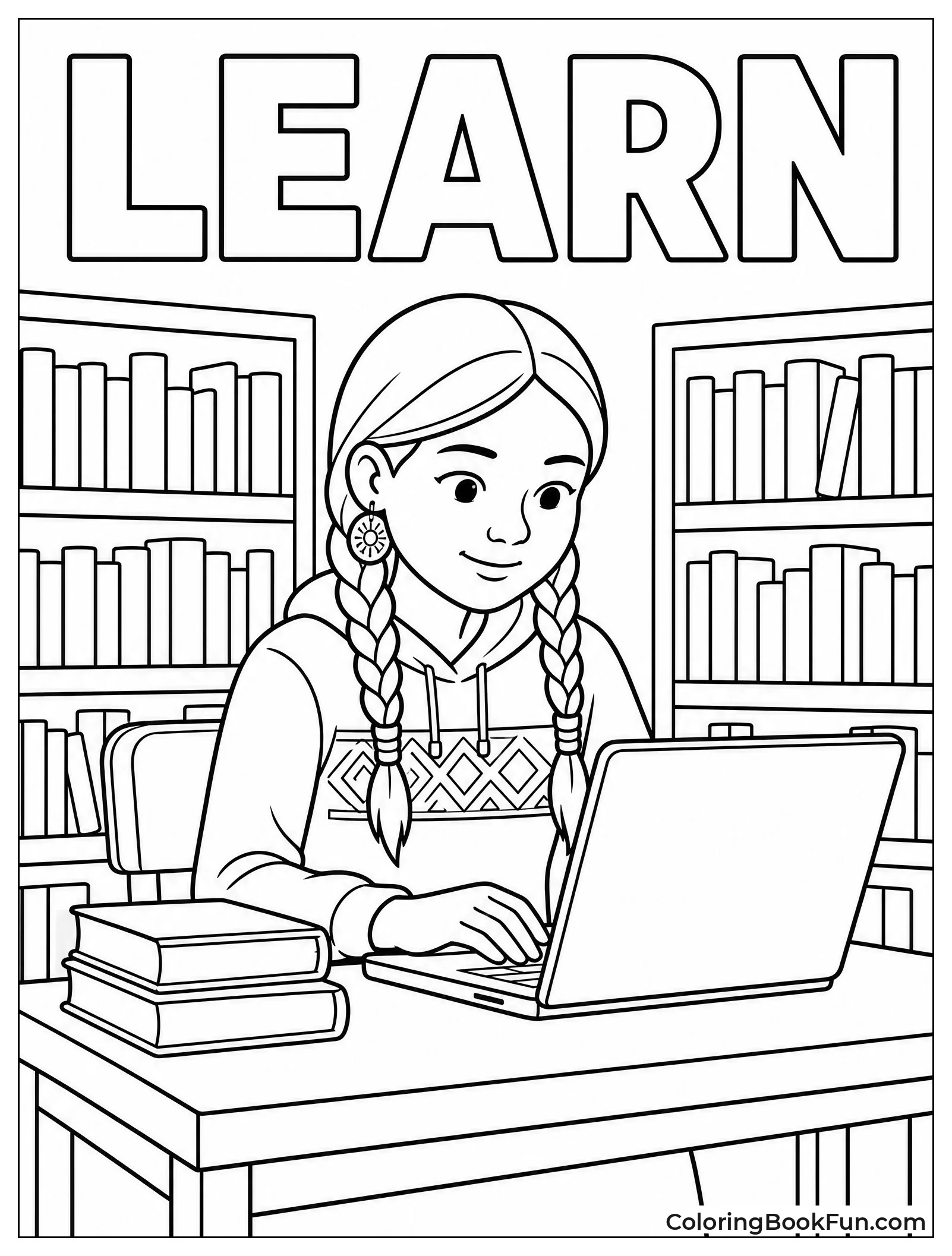Modern Girl Working on Laptop