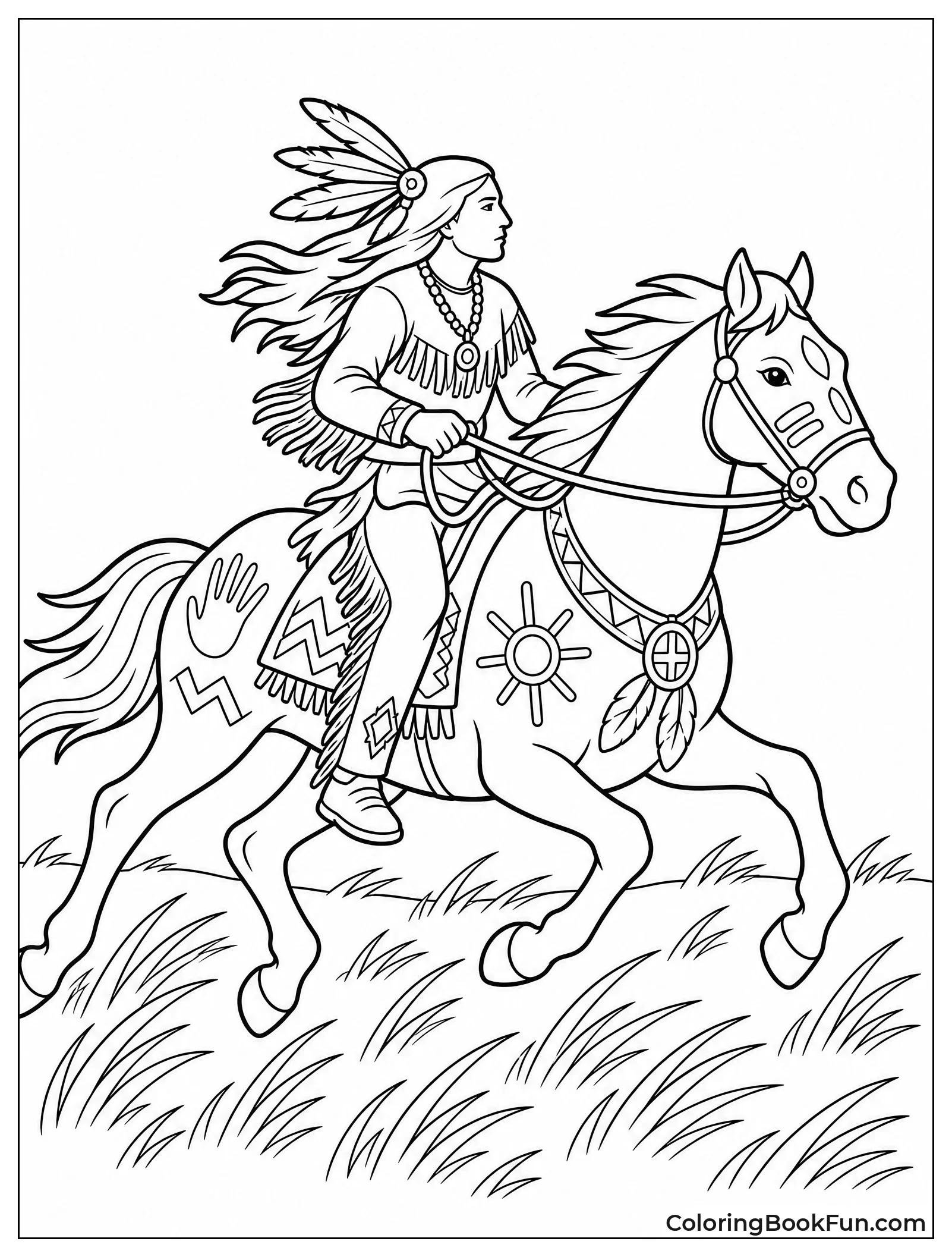 Rider Galloping on Painted Horse
