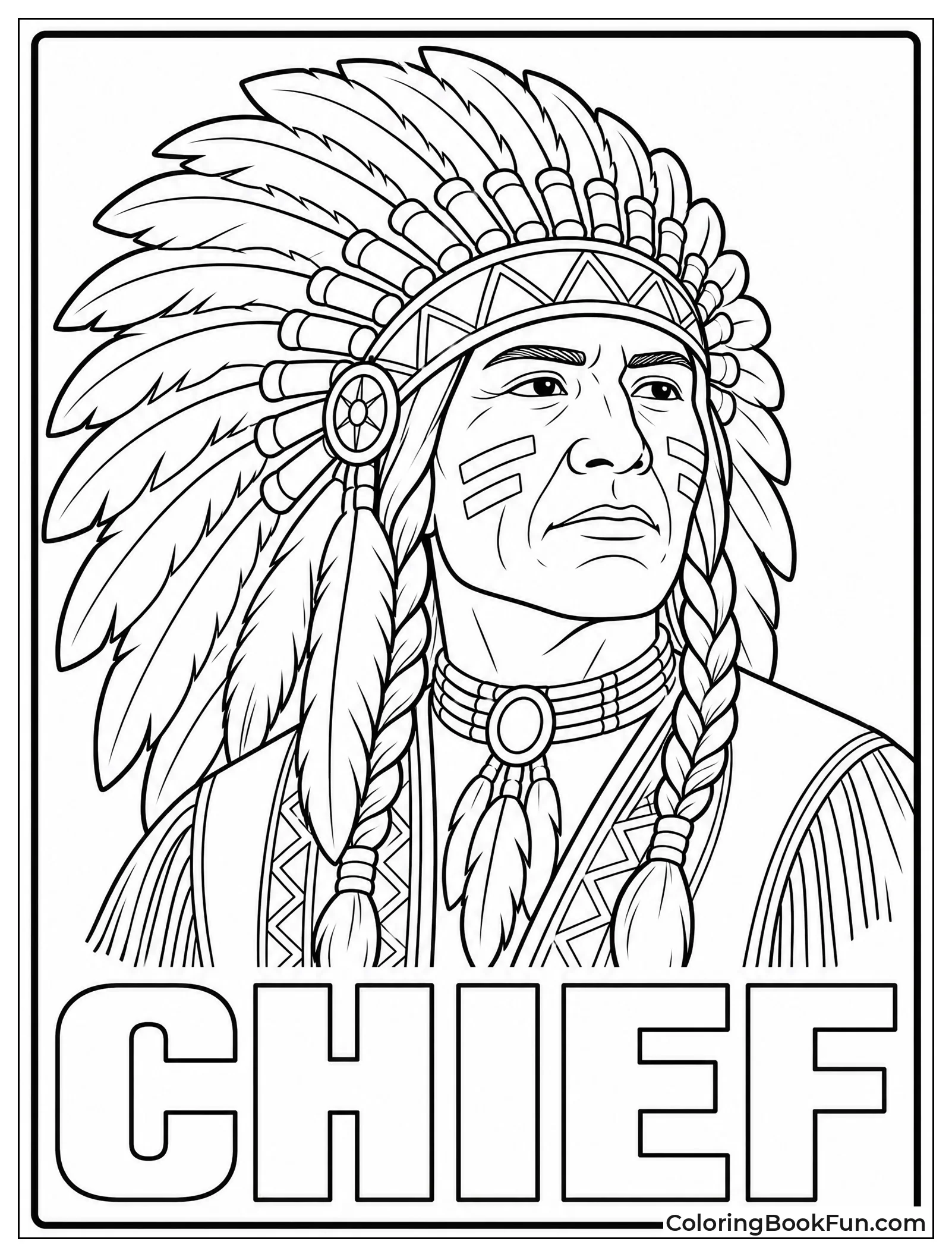 Chief Wearing Full Eagle Feather Bonnet