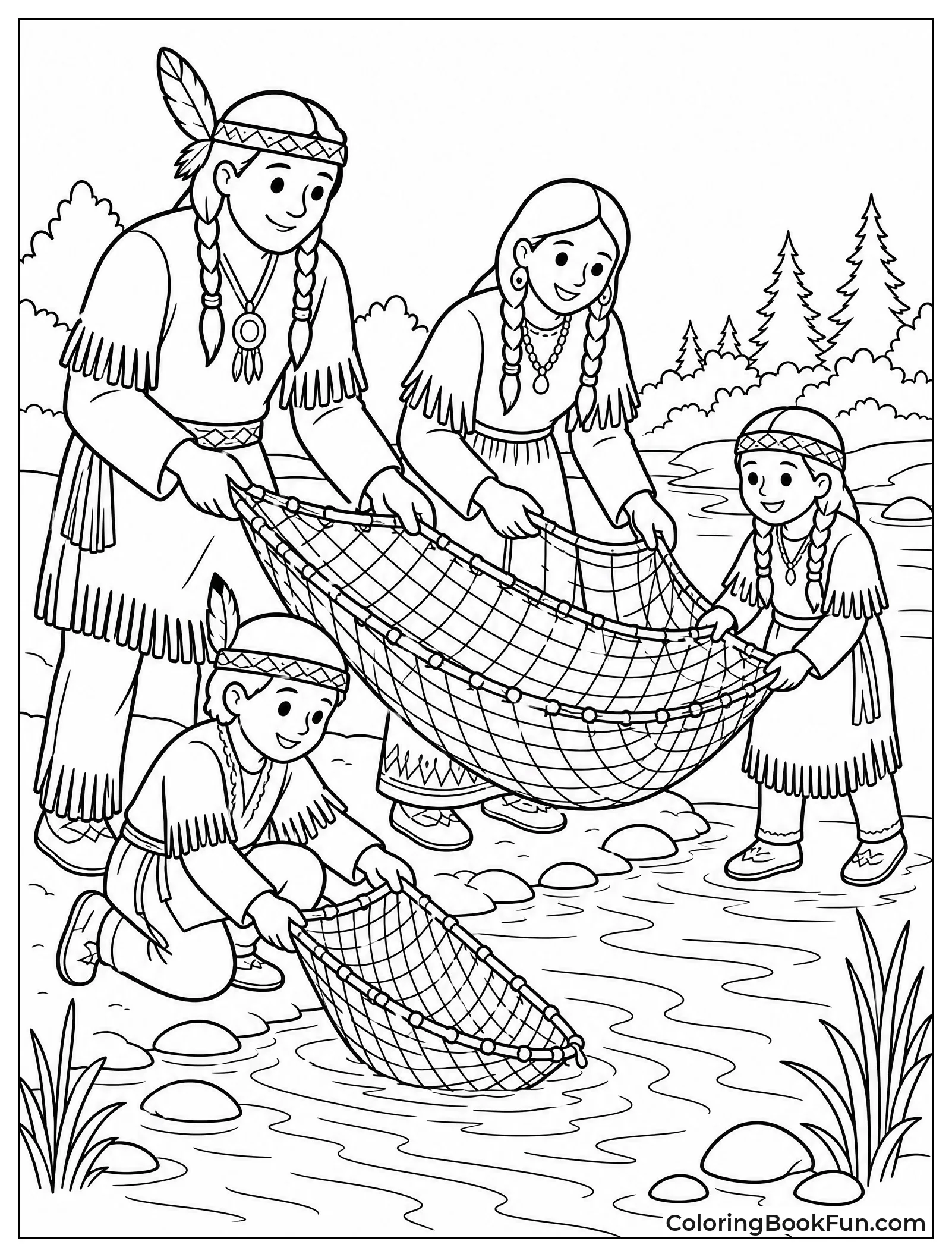 Family Fishing with Traditional Nets