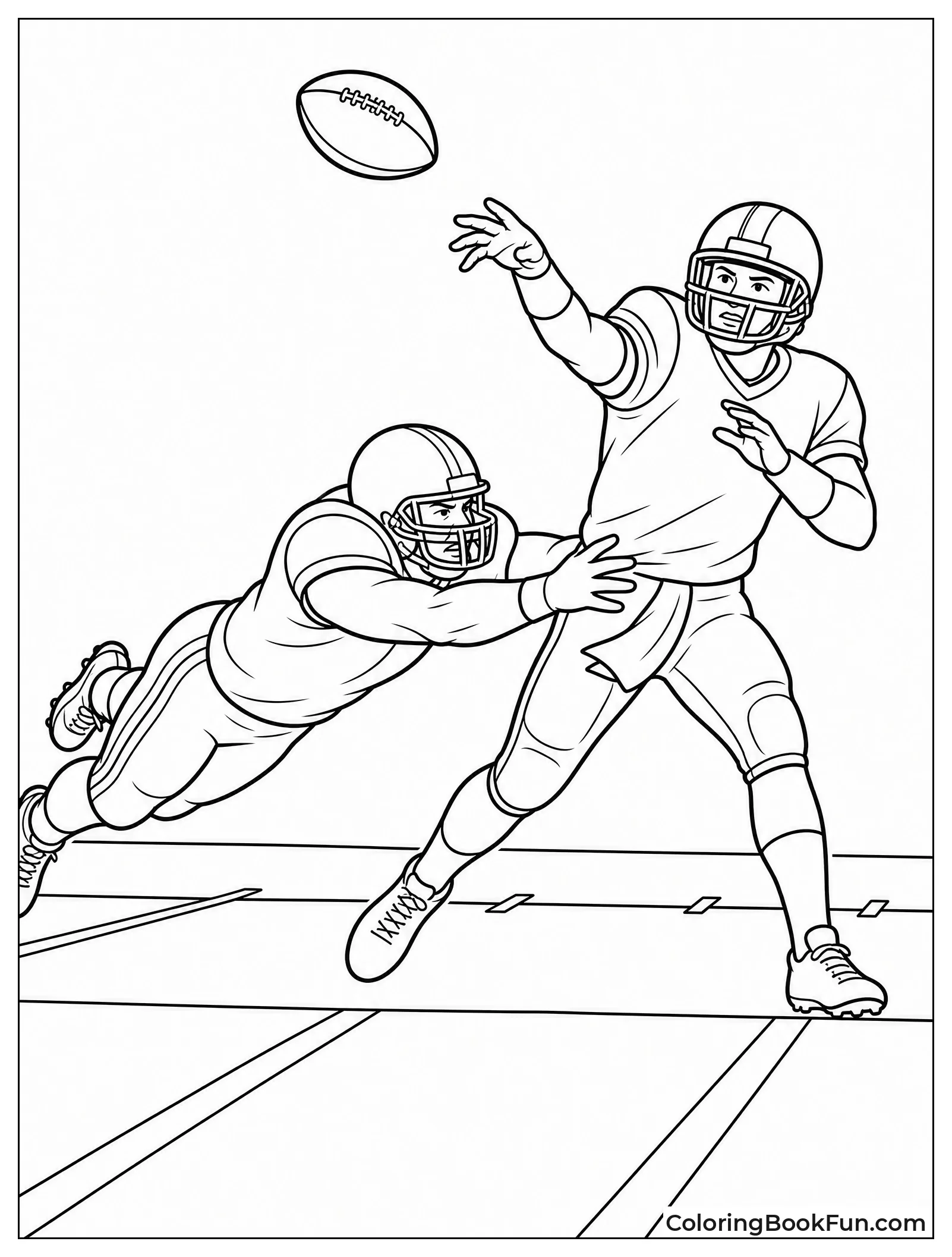 Lineman Diving to Sack Quarterback