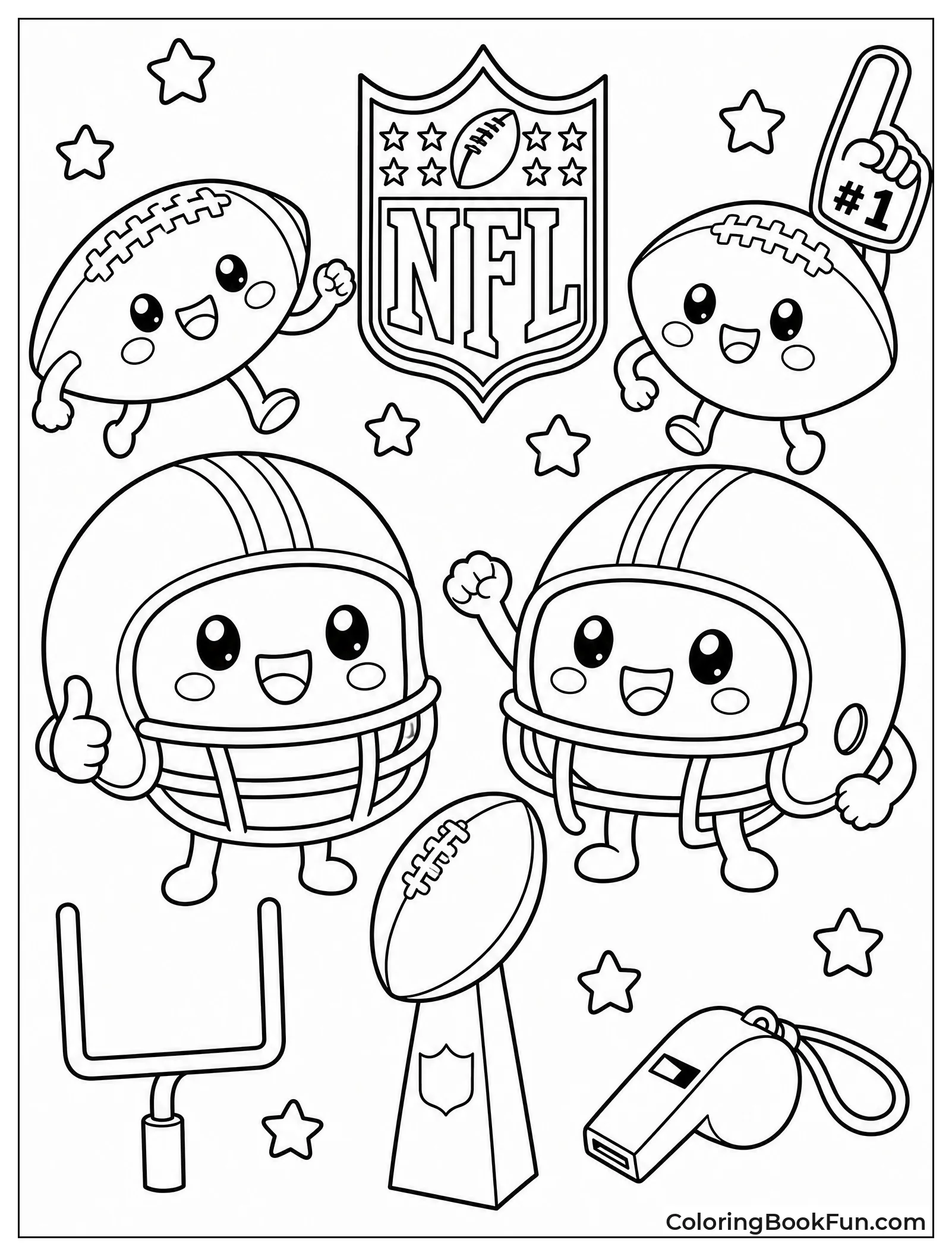 Cute Kawaii Footballs With Faces