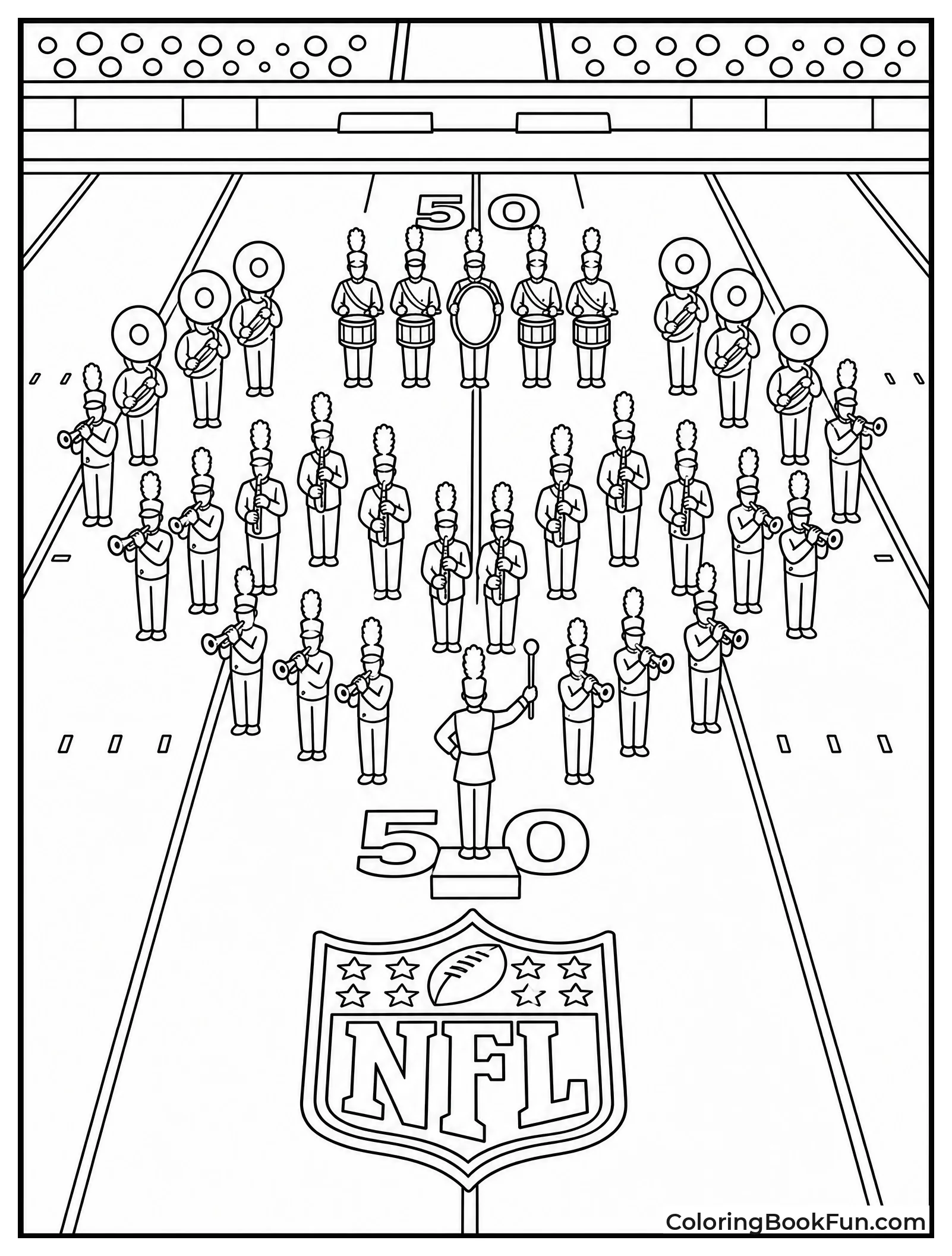 Marching Band on Fifty Yard Line
