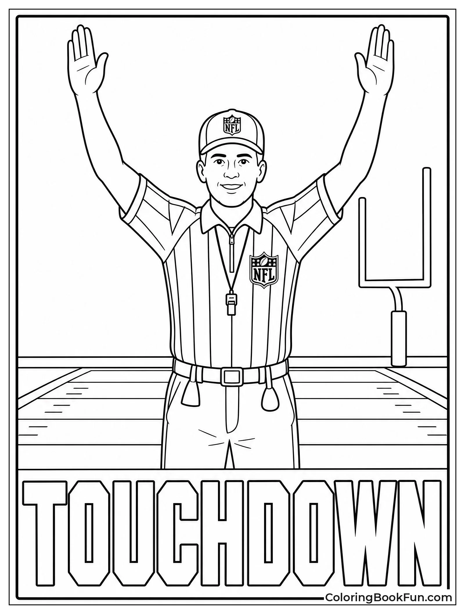 Referee Signaling Touchdown With Arms