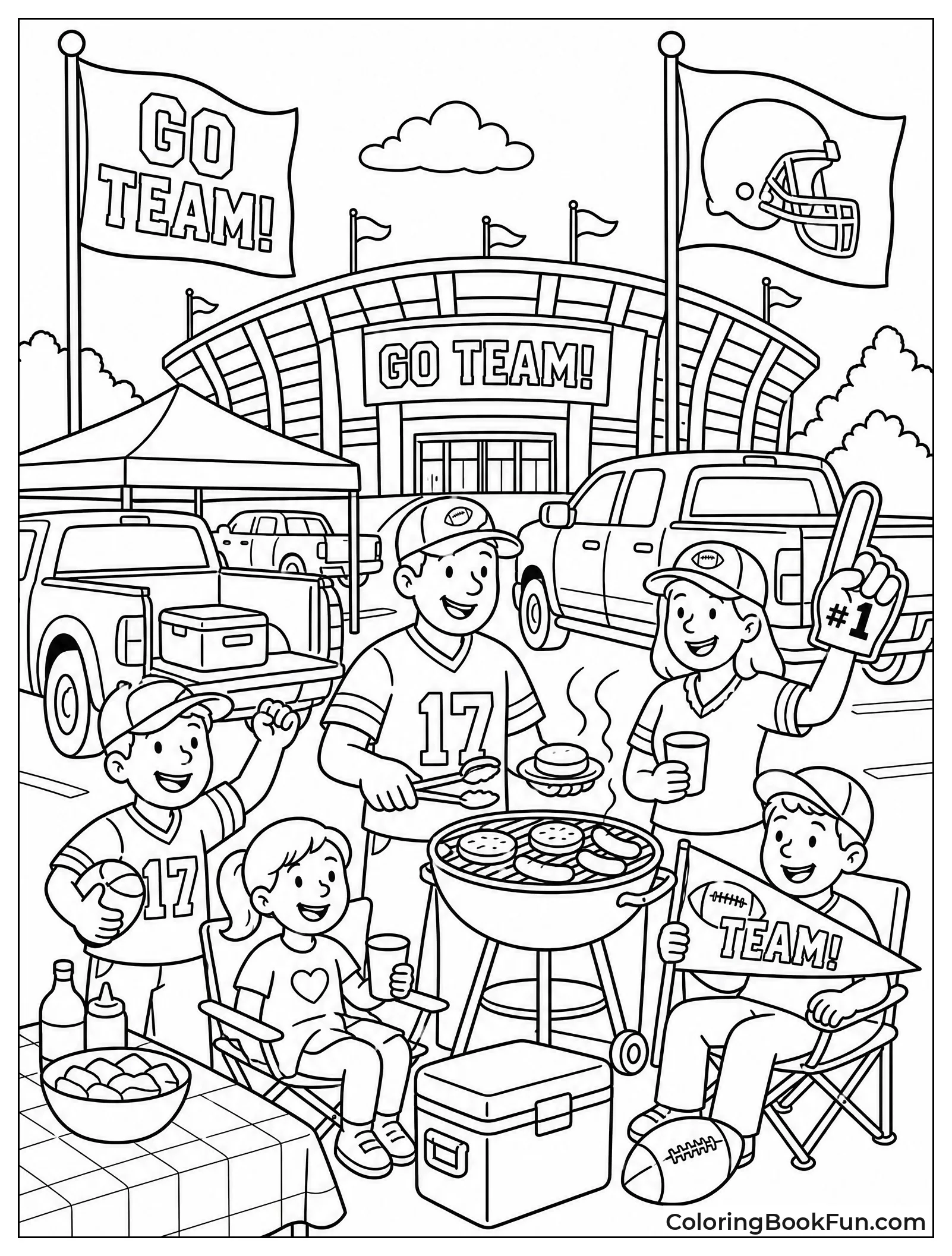 Fans Grilling at Tailgate Party