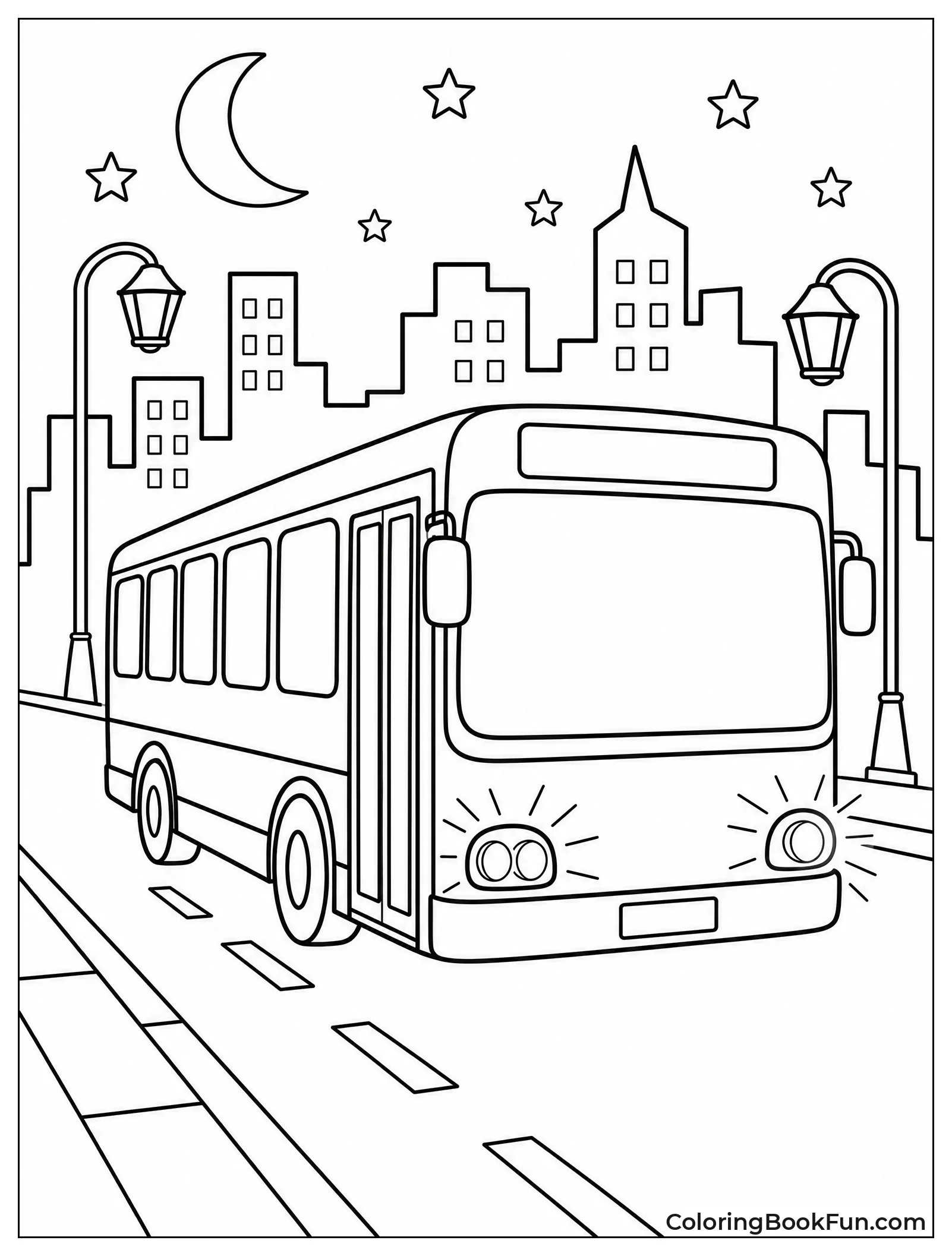 Night Bus Lights Up City
