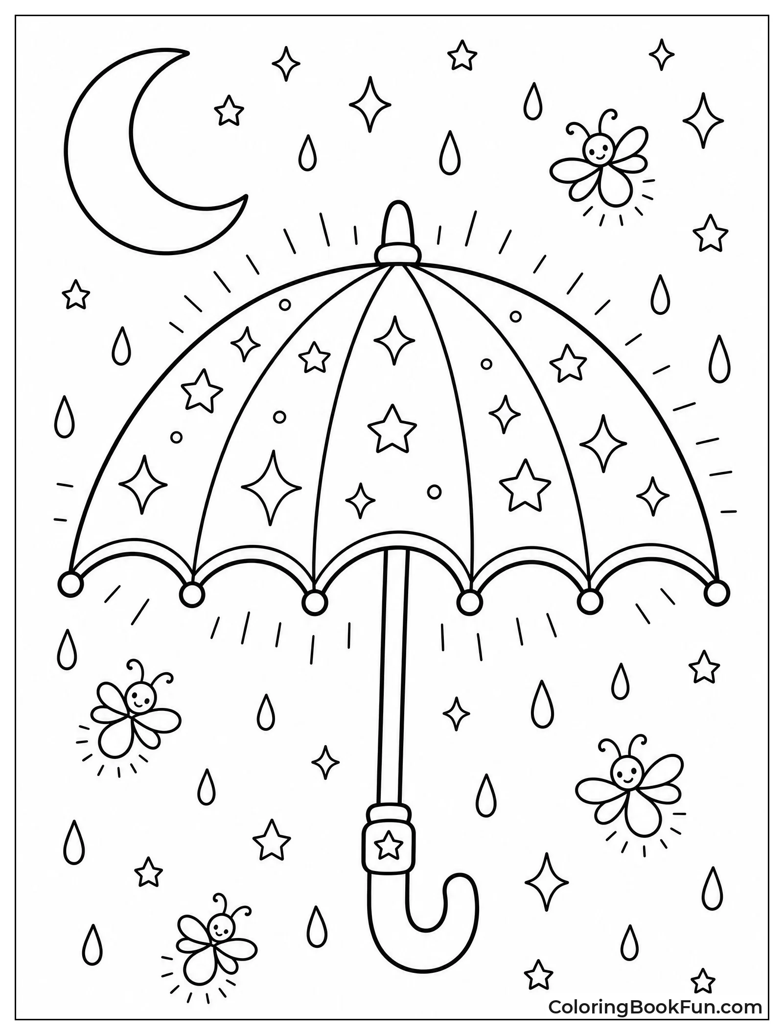 Glowing Umbrella Shines Under Night Sky
