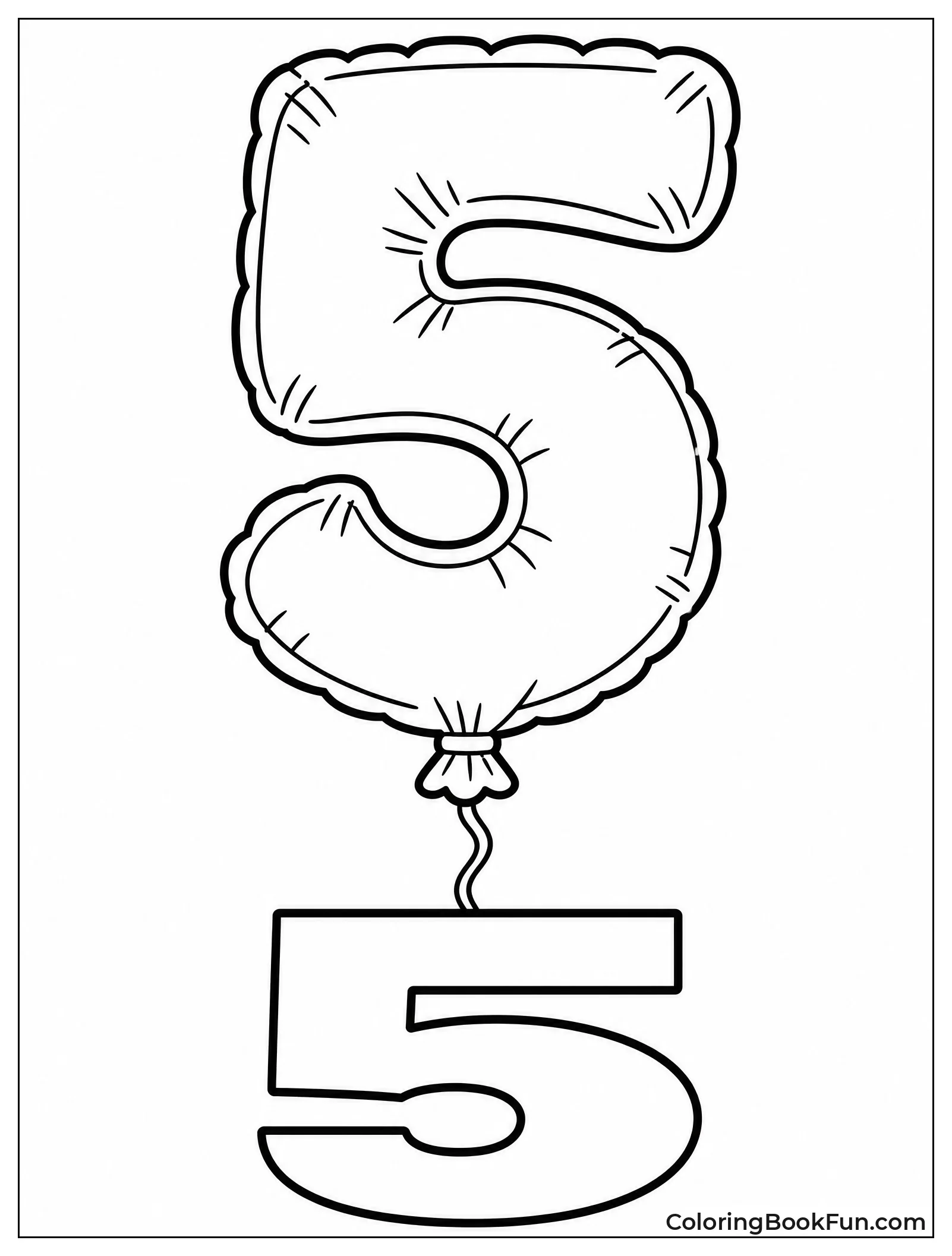 Large Number Five Balloon Standing Tall