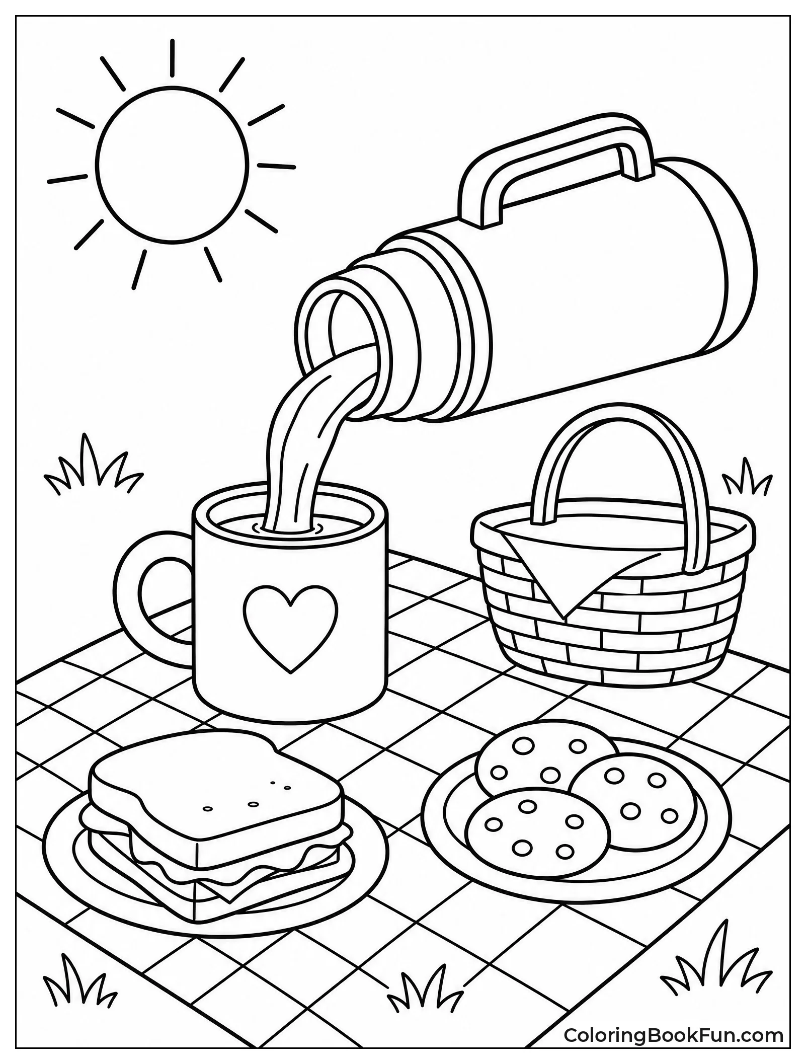 Thermos Pouring Coffee at Picnic