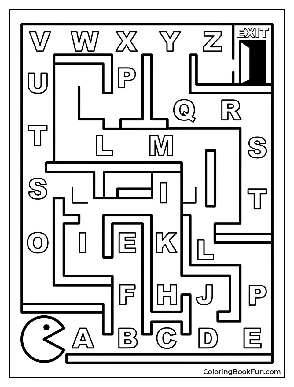 Pac Man Follows Letters in Maze