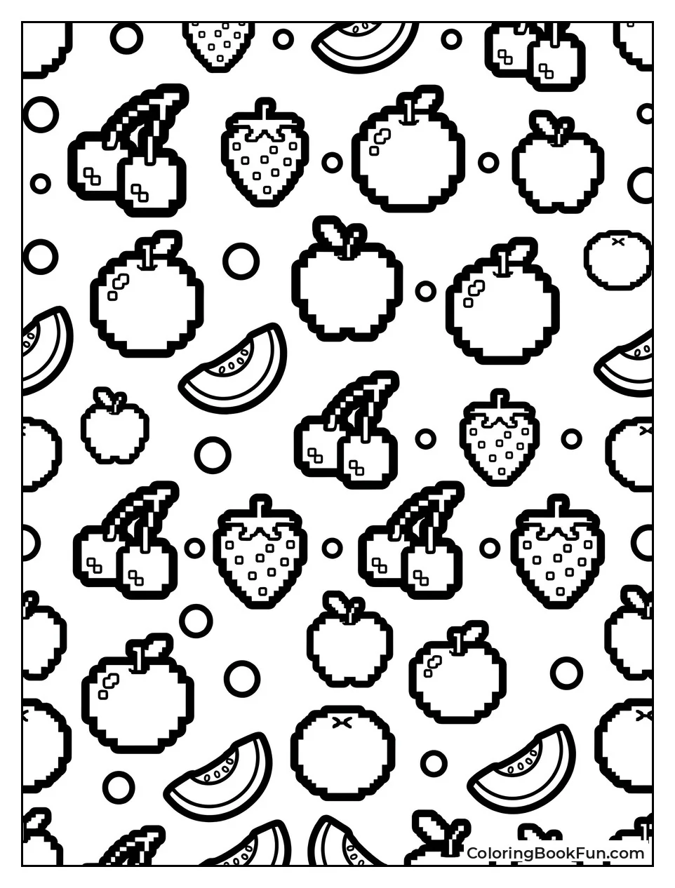 Fruits like Cherries and Strawberries in Pattern