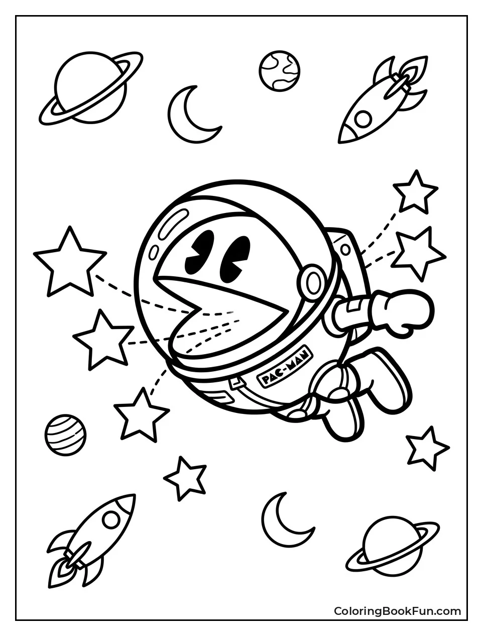 Astronaut Pac Man Eats Floating Stars