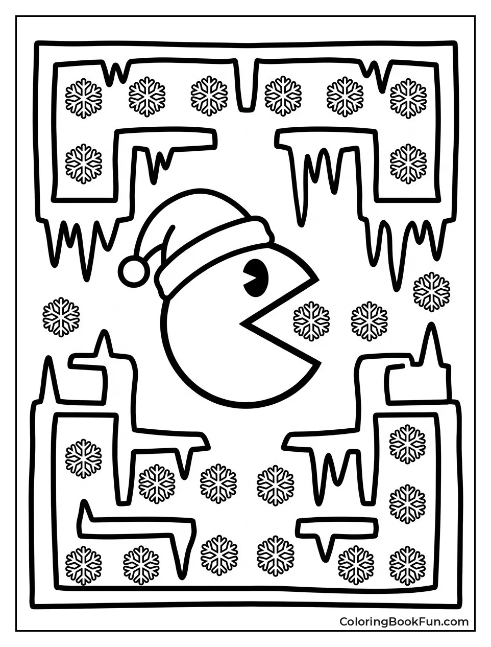Santa Pac Man Eats Snowflakes