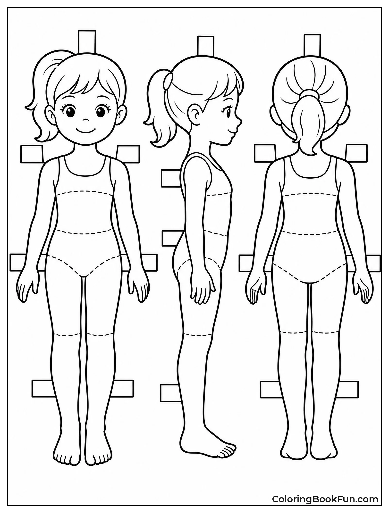 Doll with Front Side and Back Views
