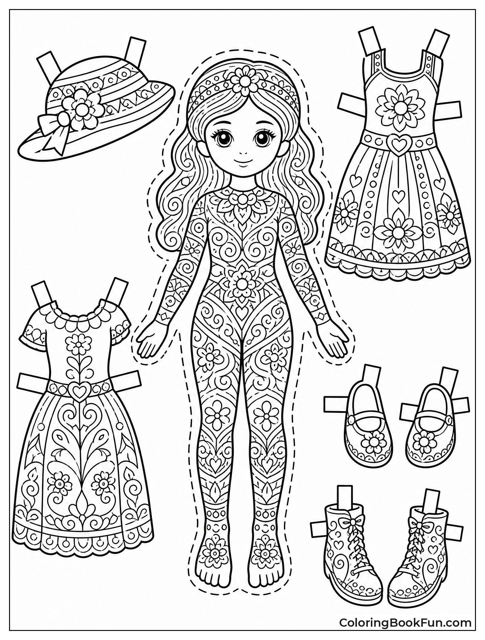 Zentangle Doll with Swirly Patterns