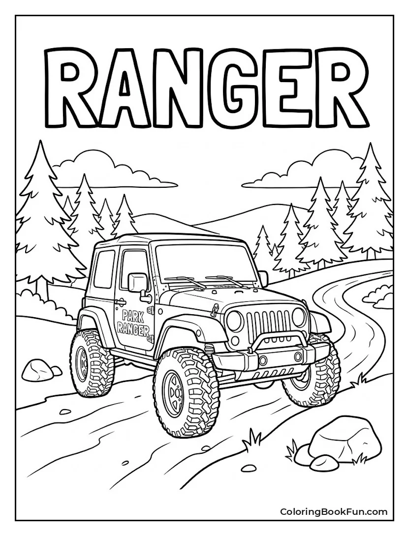 Park Ranger Drives Through Forest