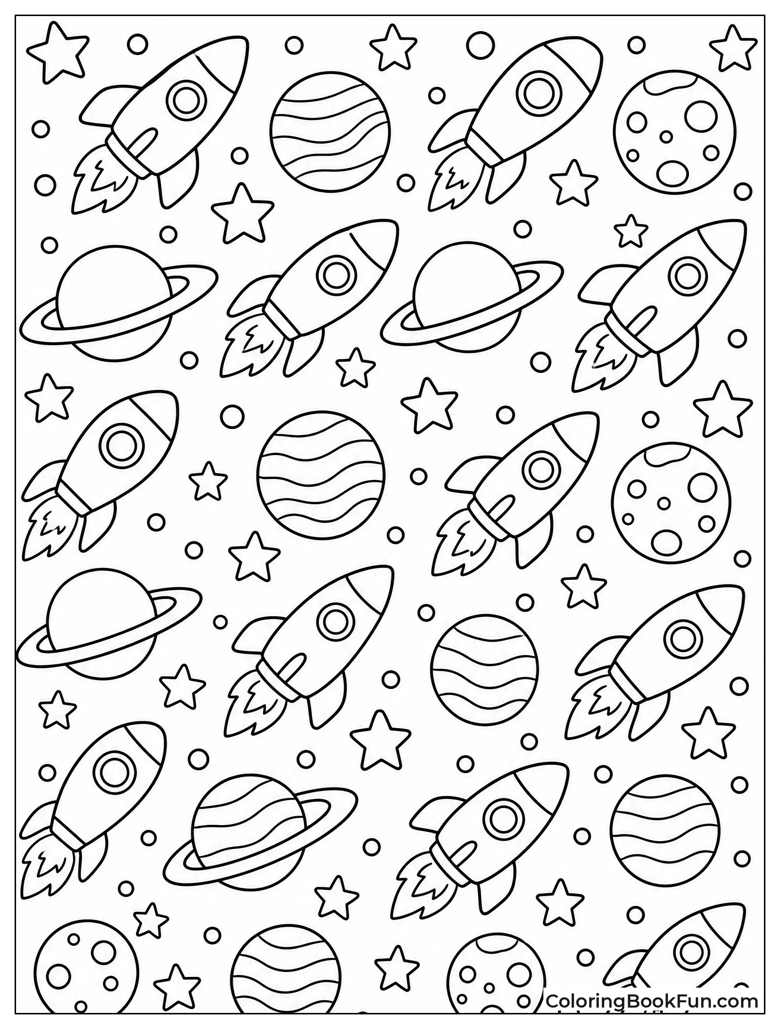 Tile Pattern with Ships and Stars