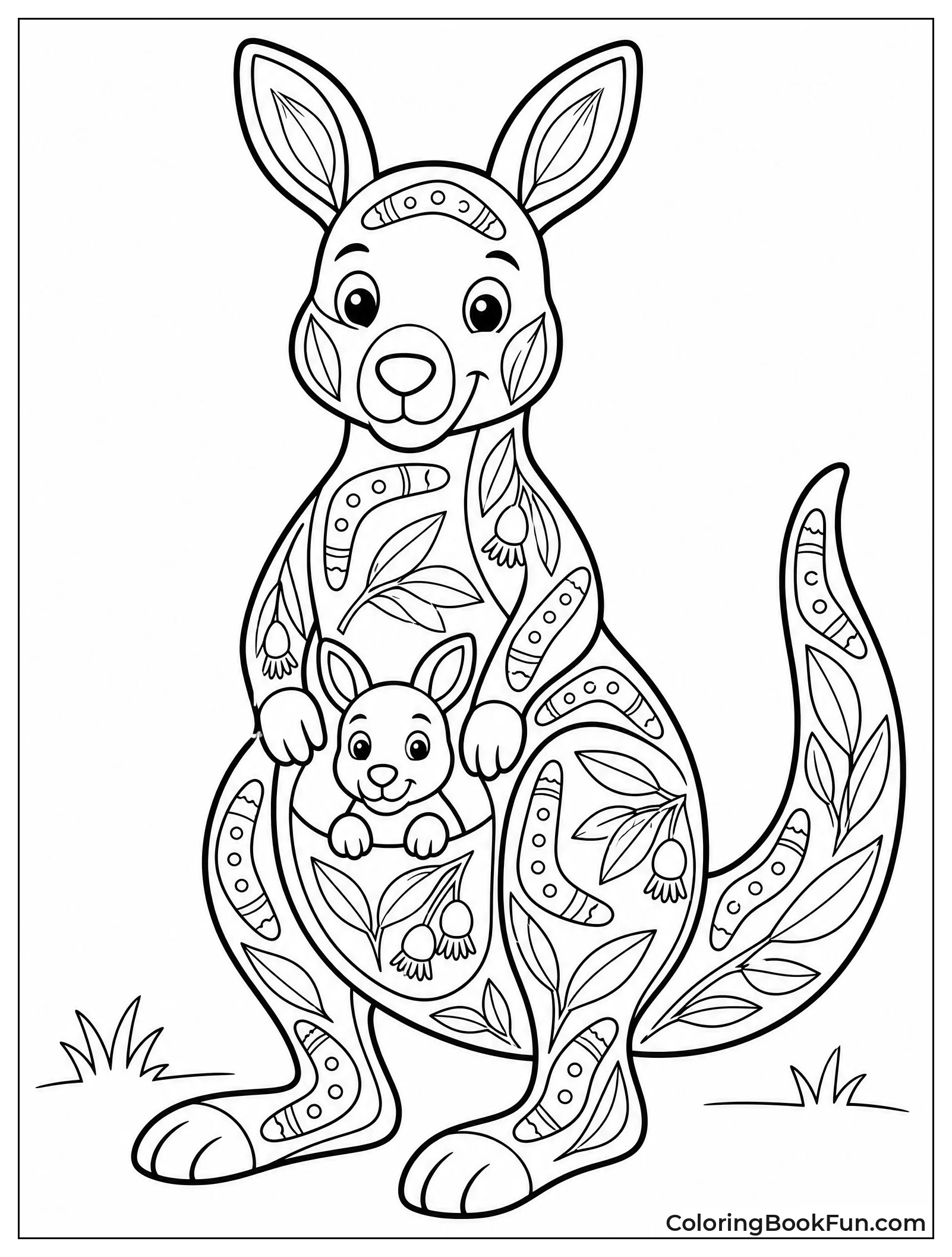 Kangaroo Covered in Australian Patterns