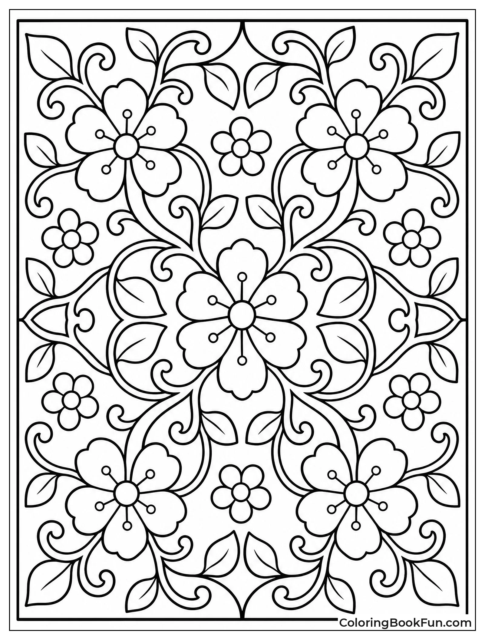 Square Tile with Floral Pattern