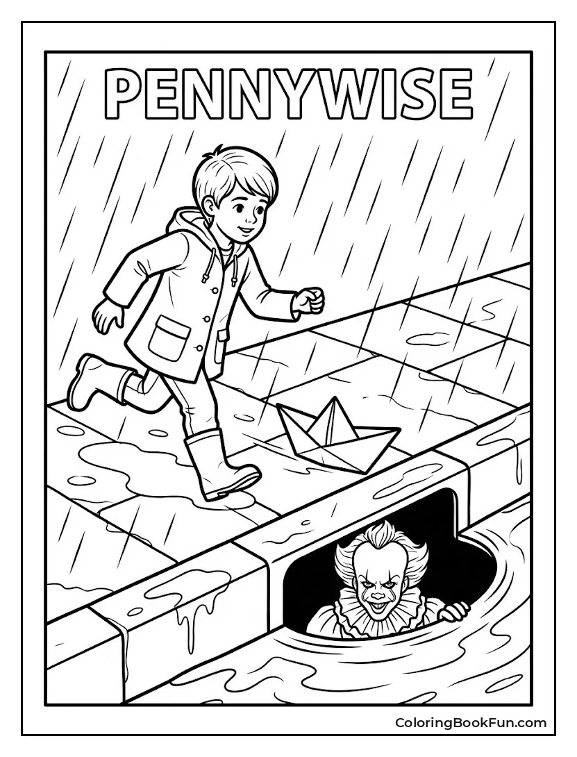 Georgie Chases Paper Boat in Rain
