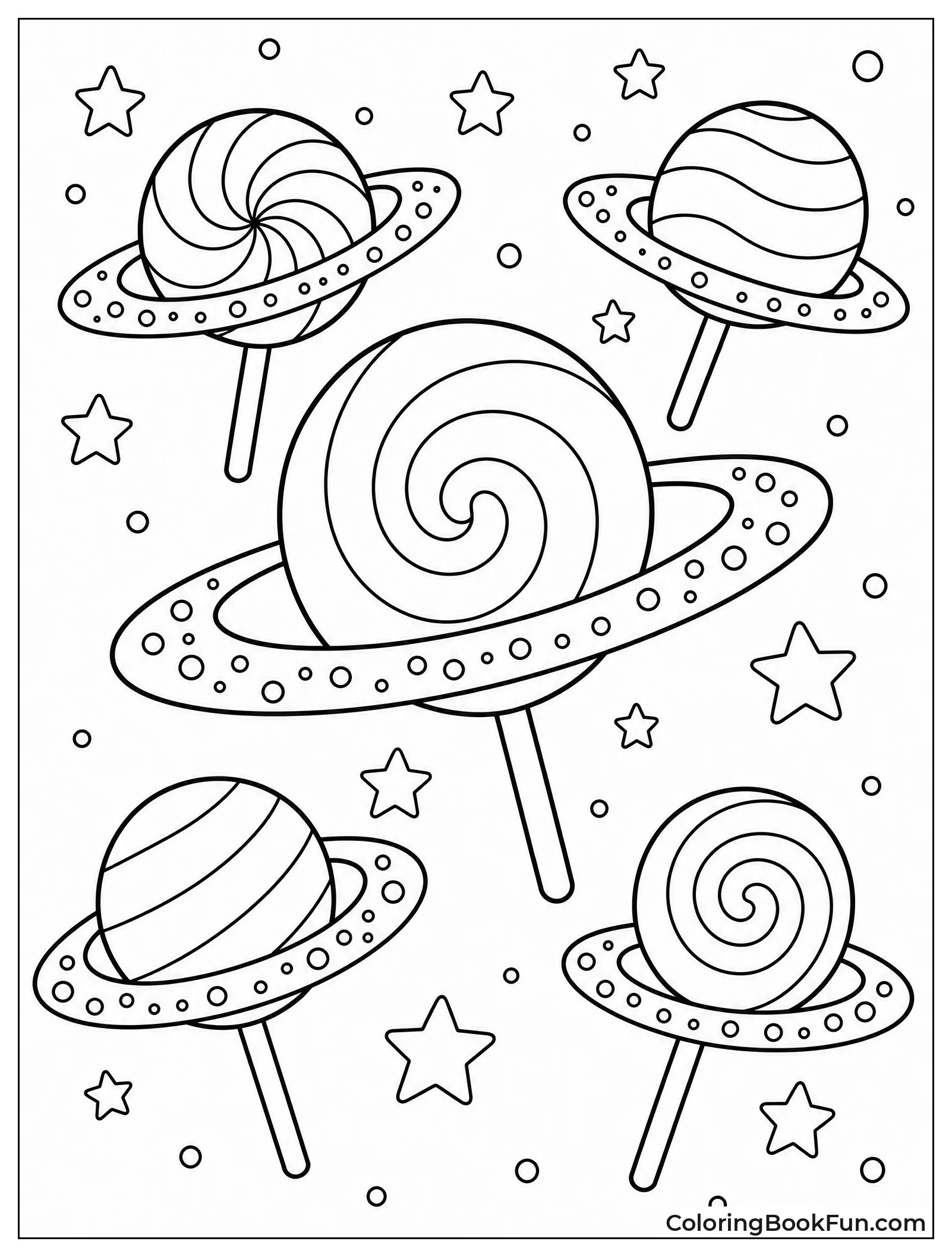 Lollipops Floating like Planets in Space