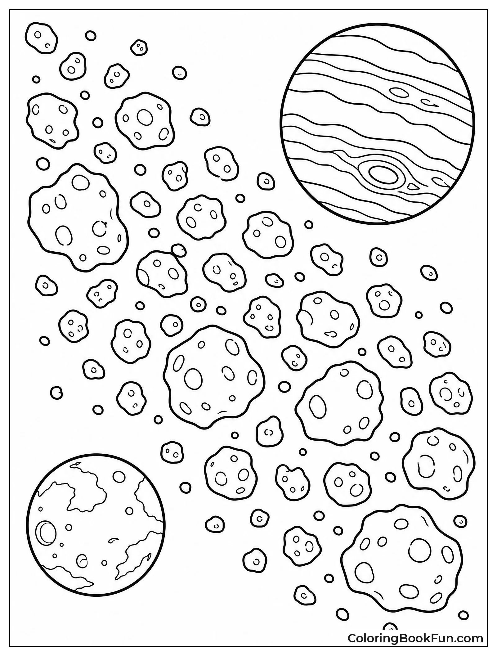 Rocks Floating in Asteroid Belt