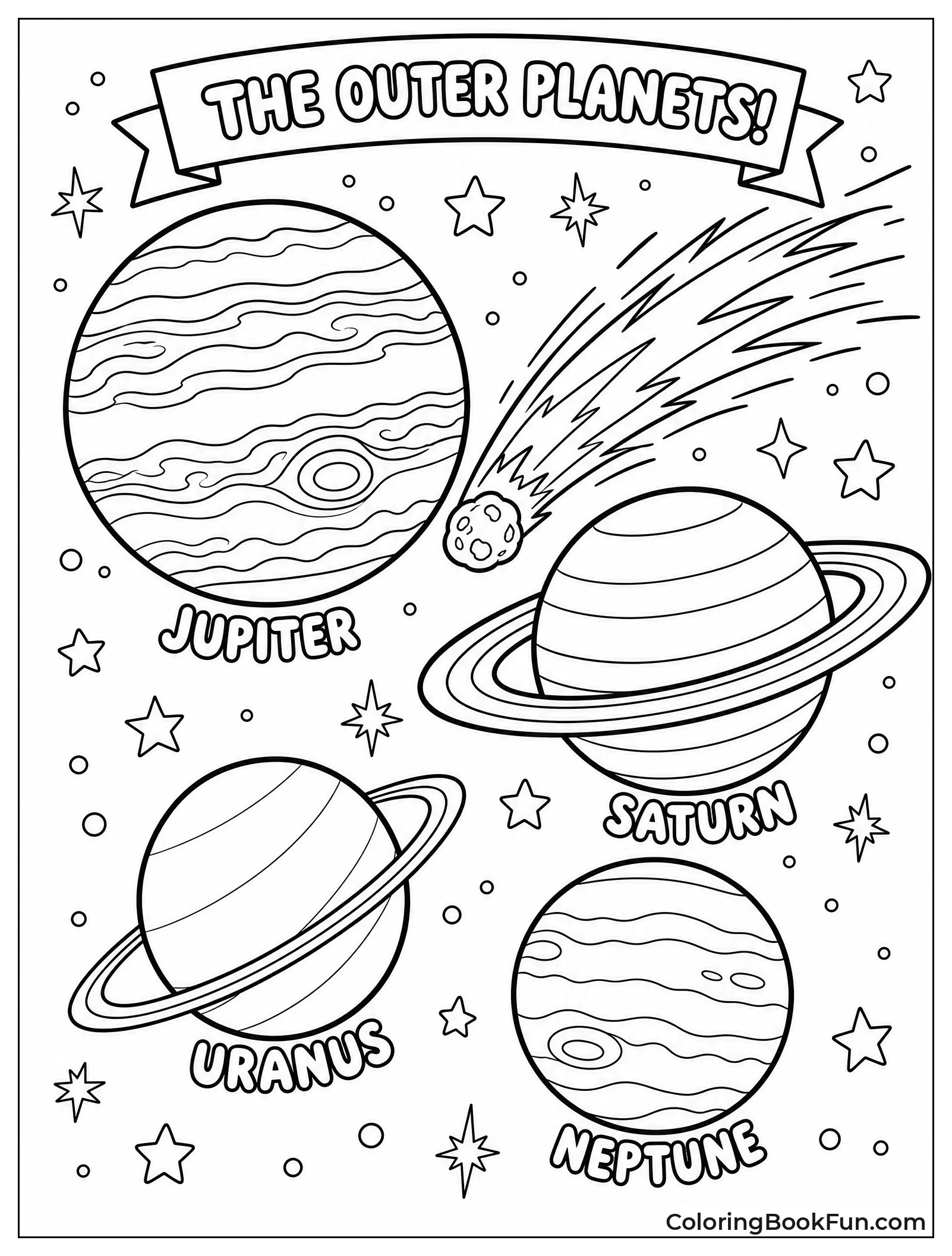 Comet Streaking Past Gas Giants