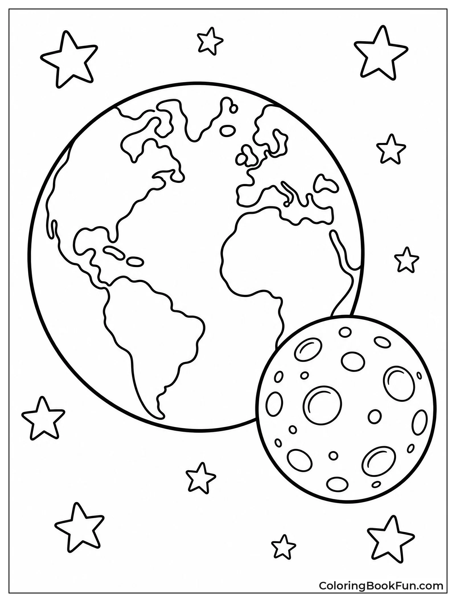 Earth and Moon Side by Side
