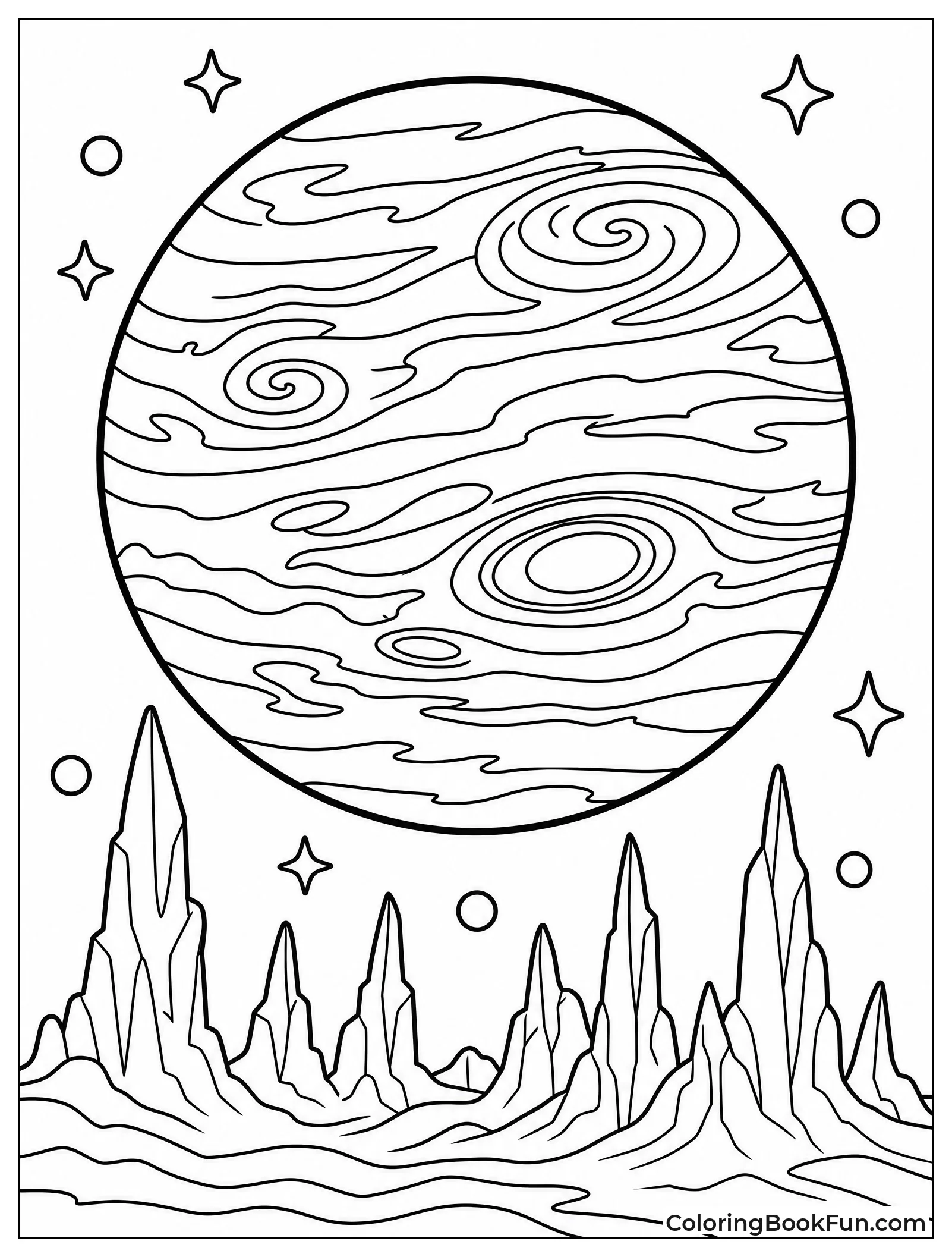 Neptune with Swirling Ice Spires