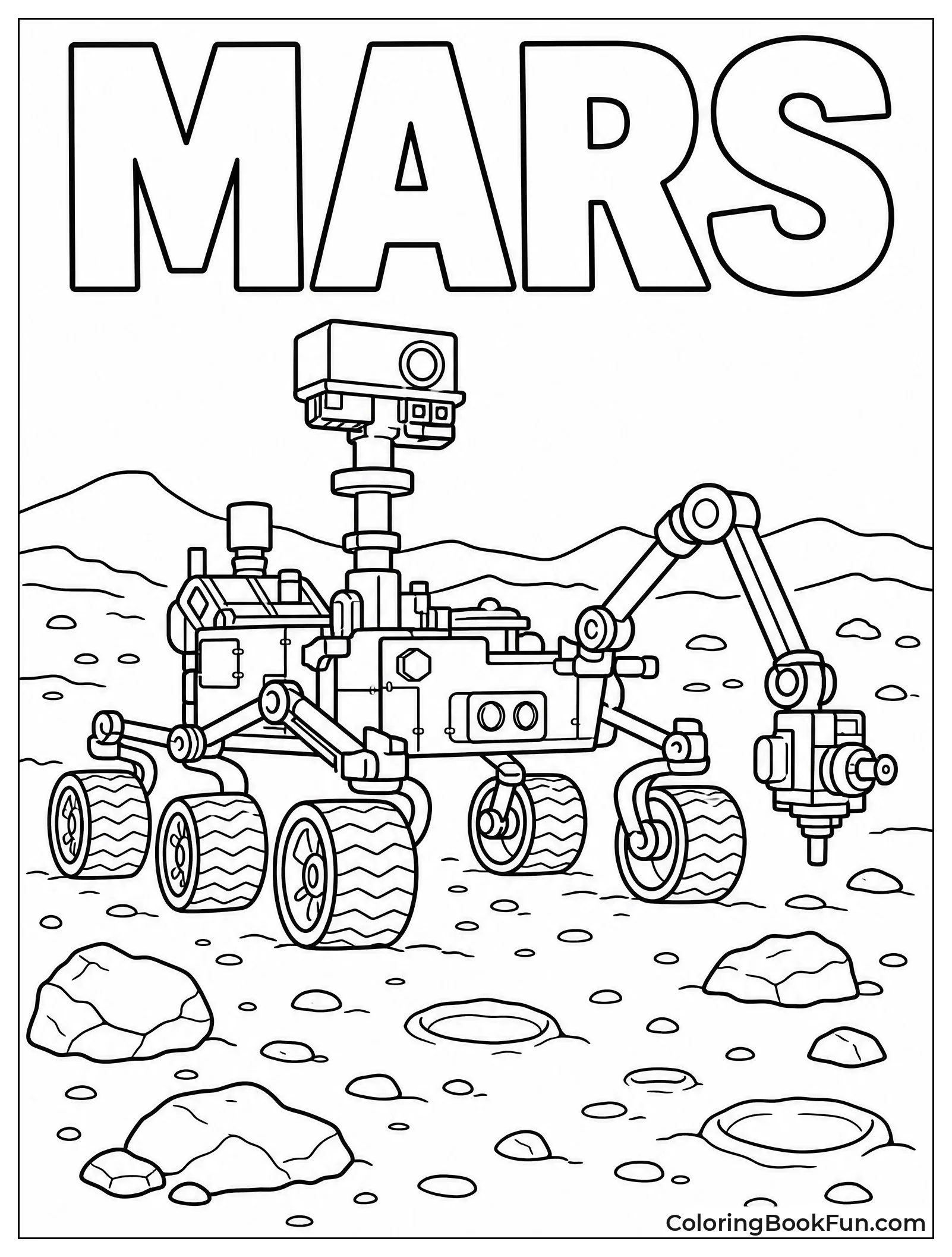 Rover Exploring Mars Rocky Surface