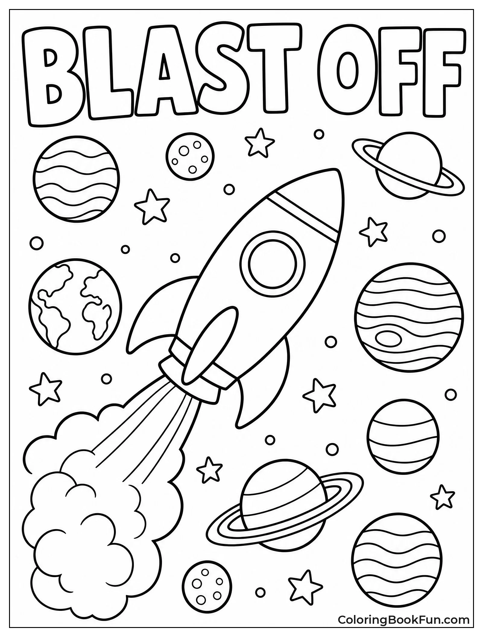 Rocket Flying Past Stars and Planets