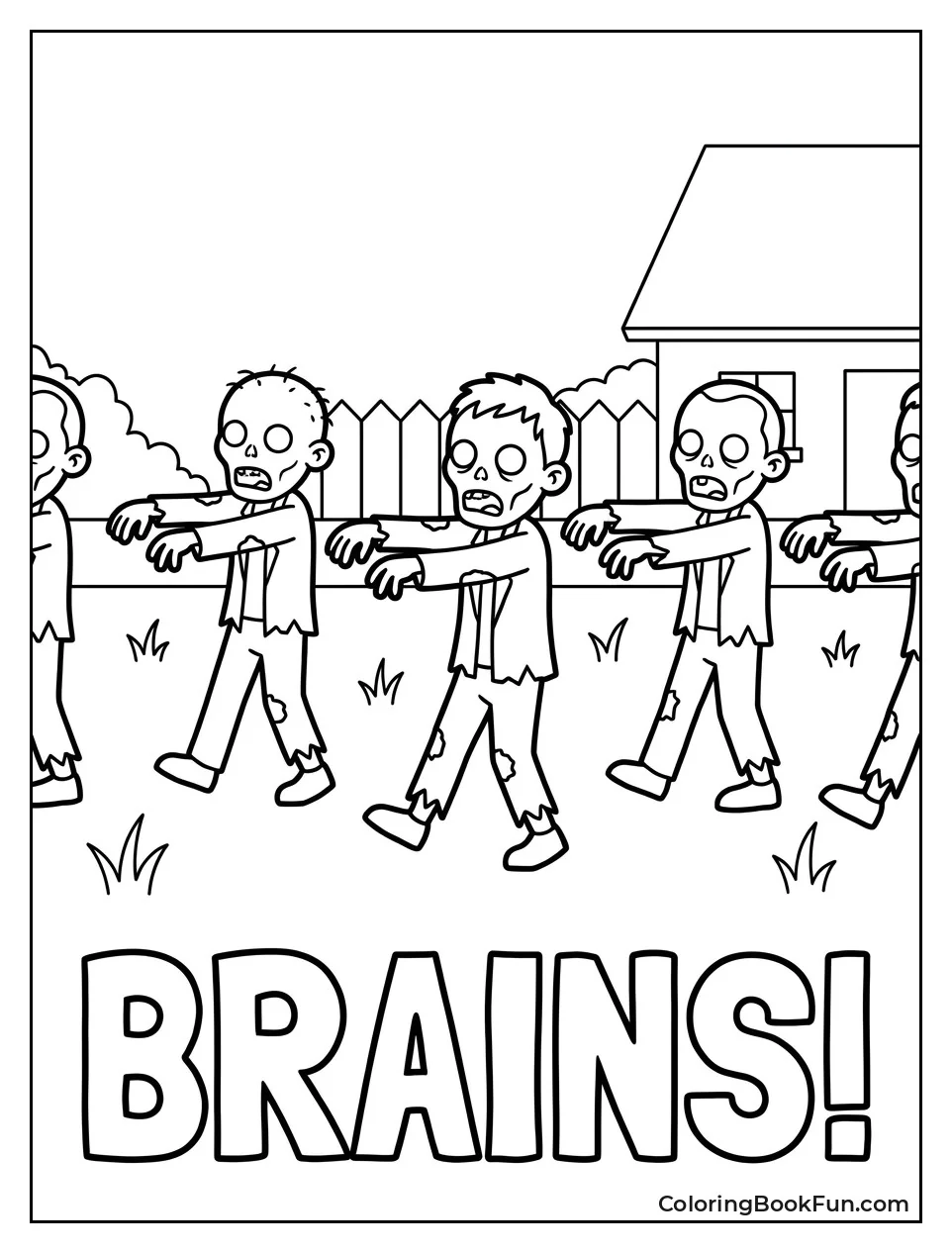 Zombies Walking Across the Yard