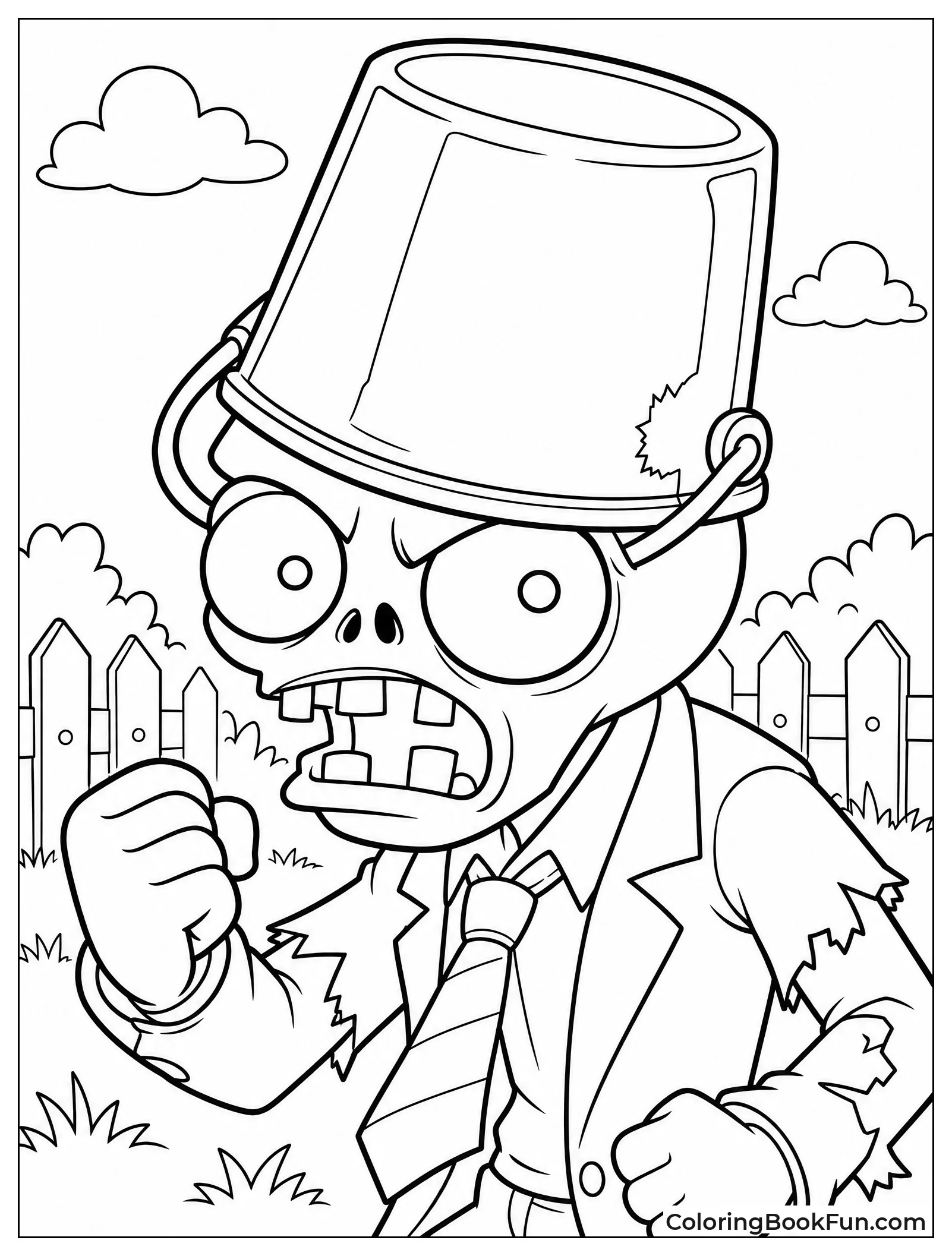 Zombie Wearing a Metal Bucket
