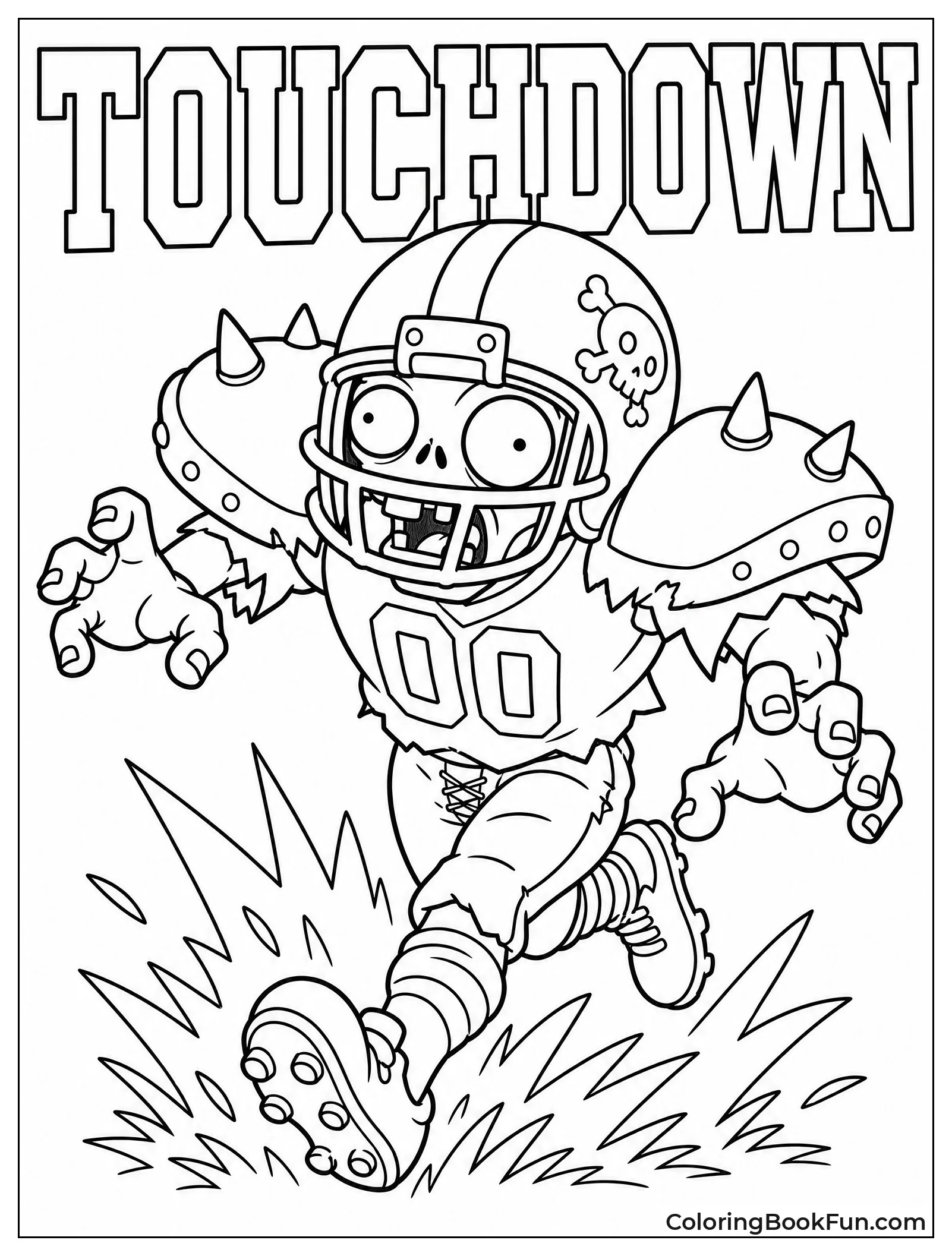 Football Zombie Running Across the Field