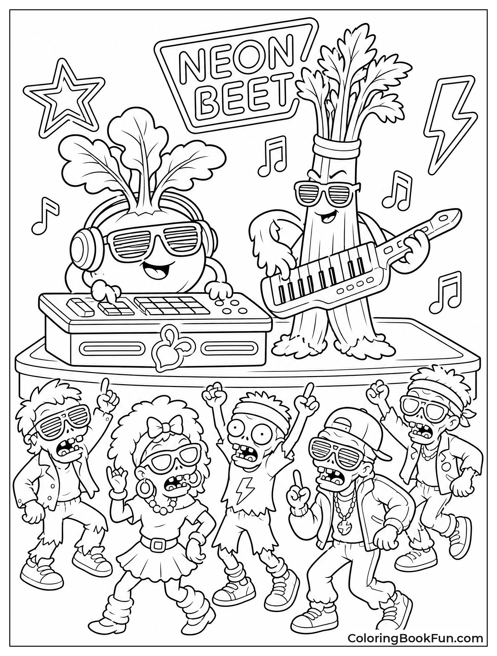 Plants Performing on Neon Stage