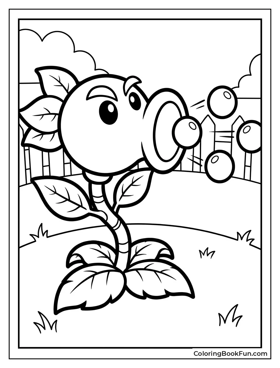 Peashooter Shooting Peas from its Mouth