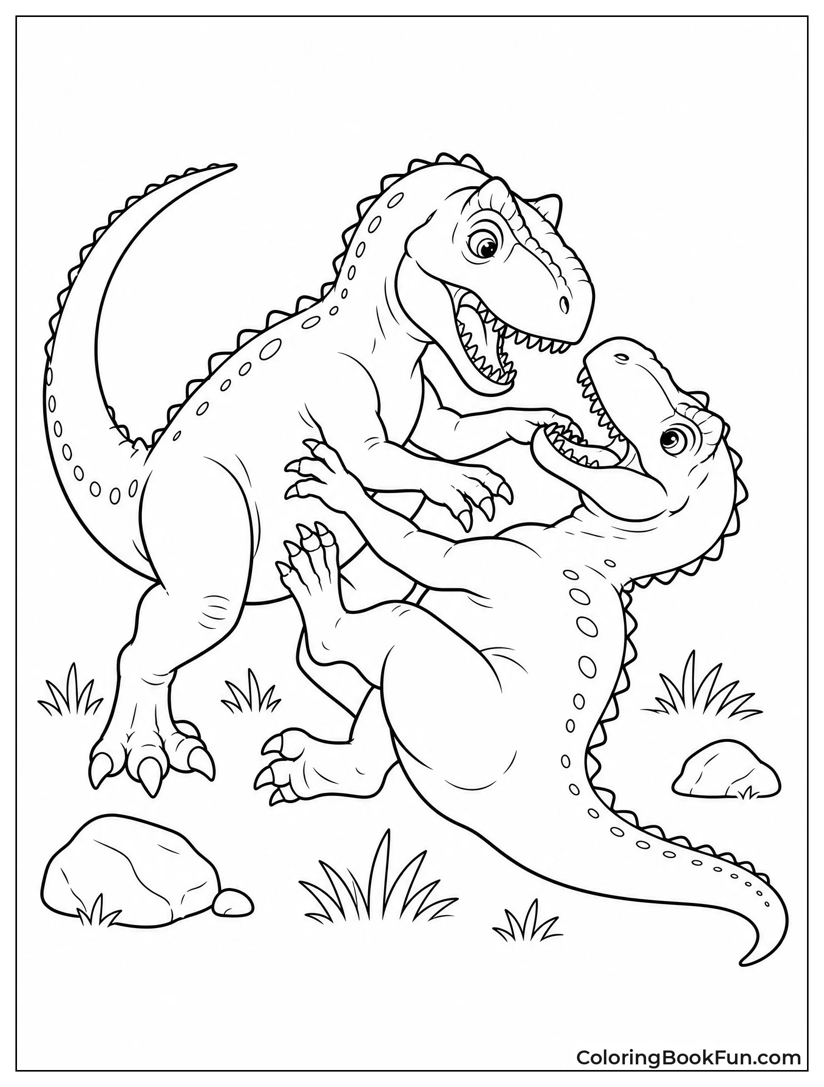 Young Allosaurus Playing and Wrestling