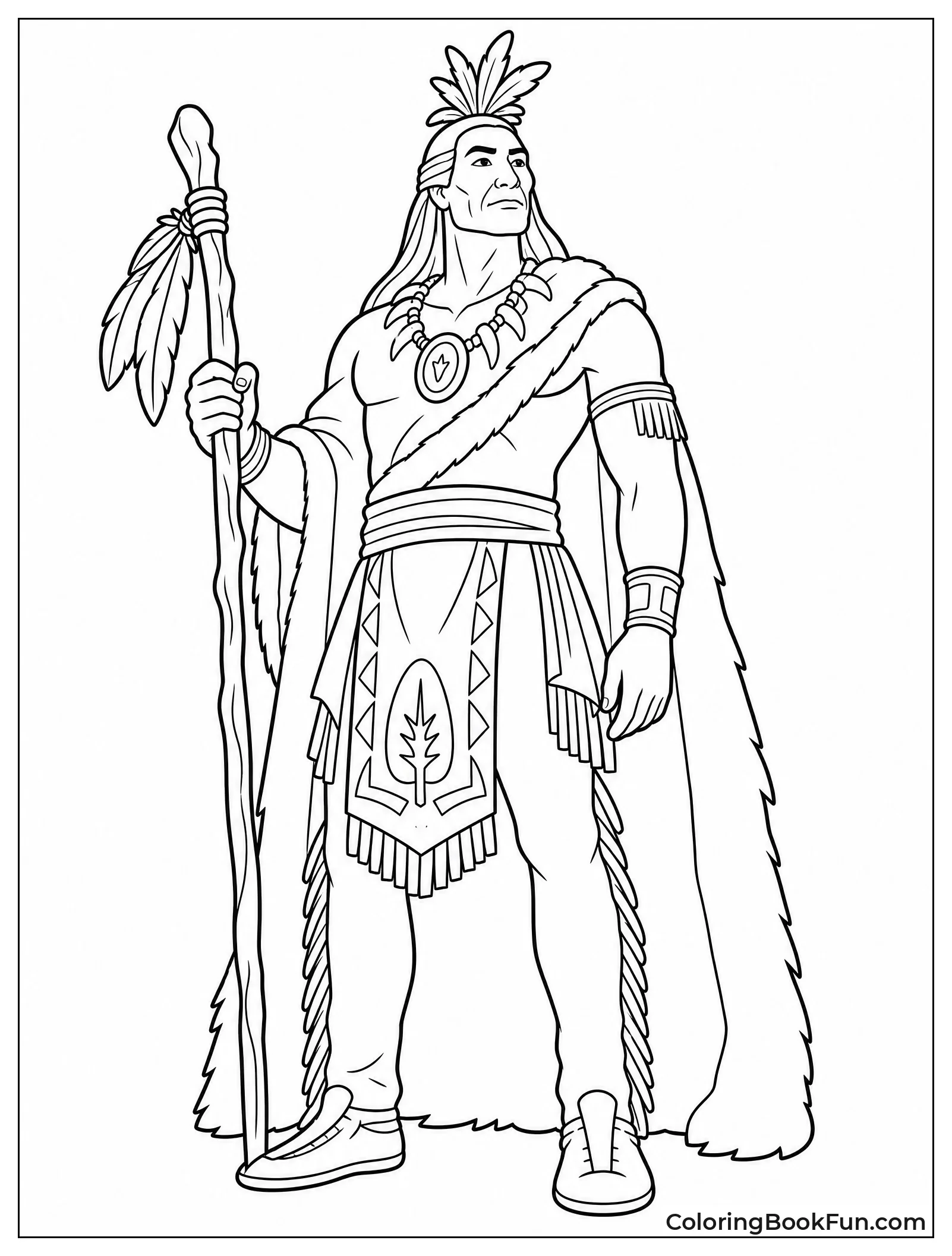 Chief Powhatan Stands Tall with Staff