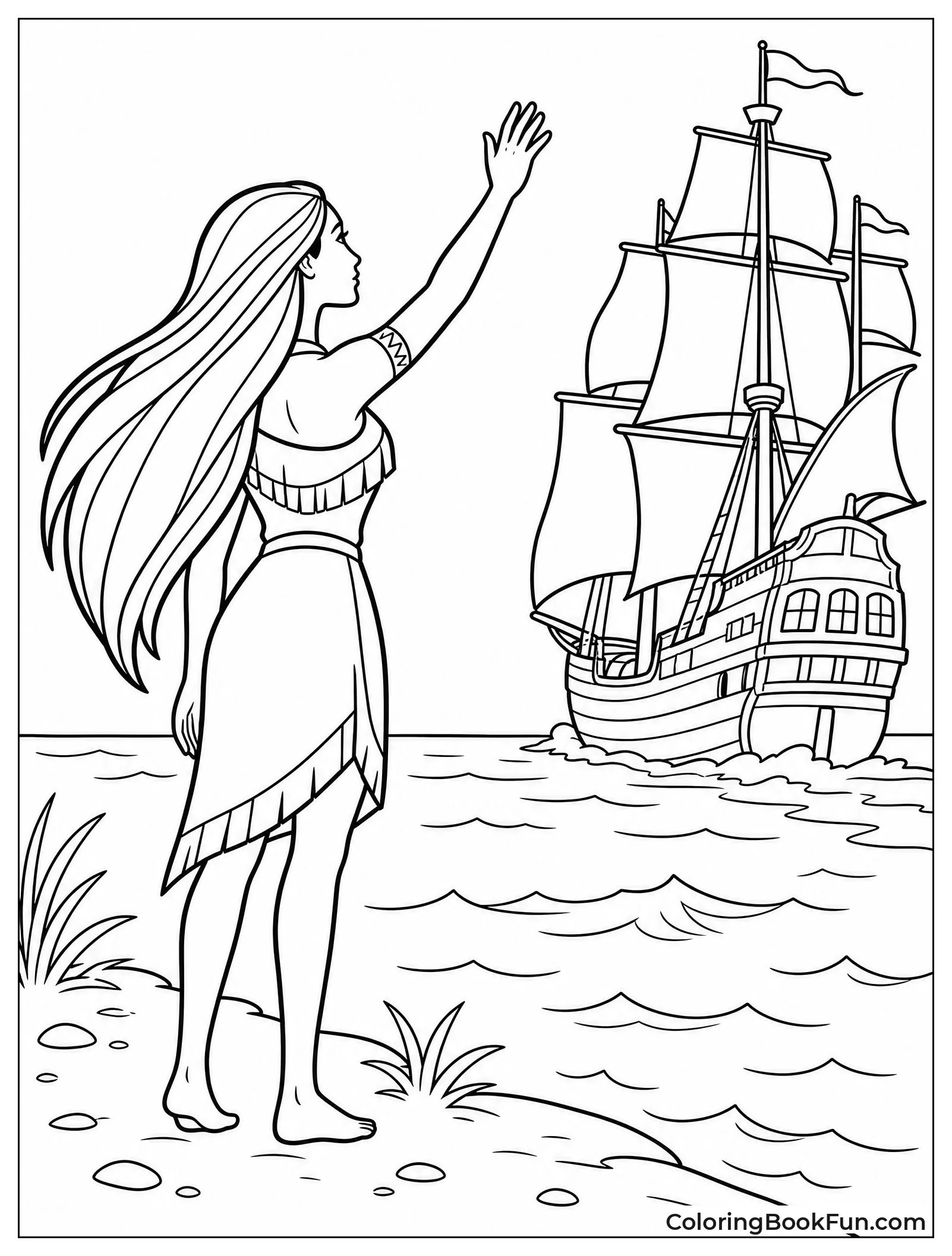 Pocahontas Waves Goodbye to Ship