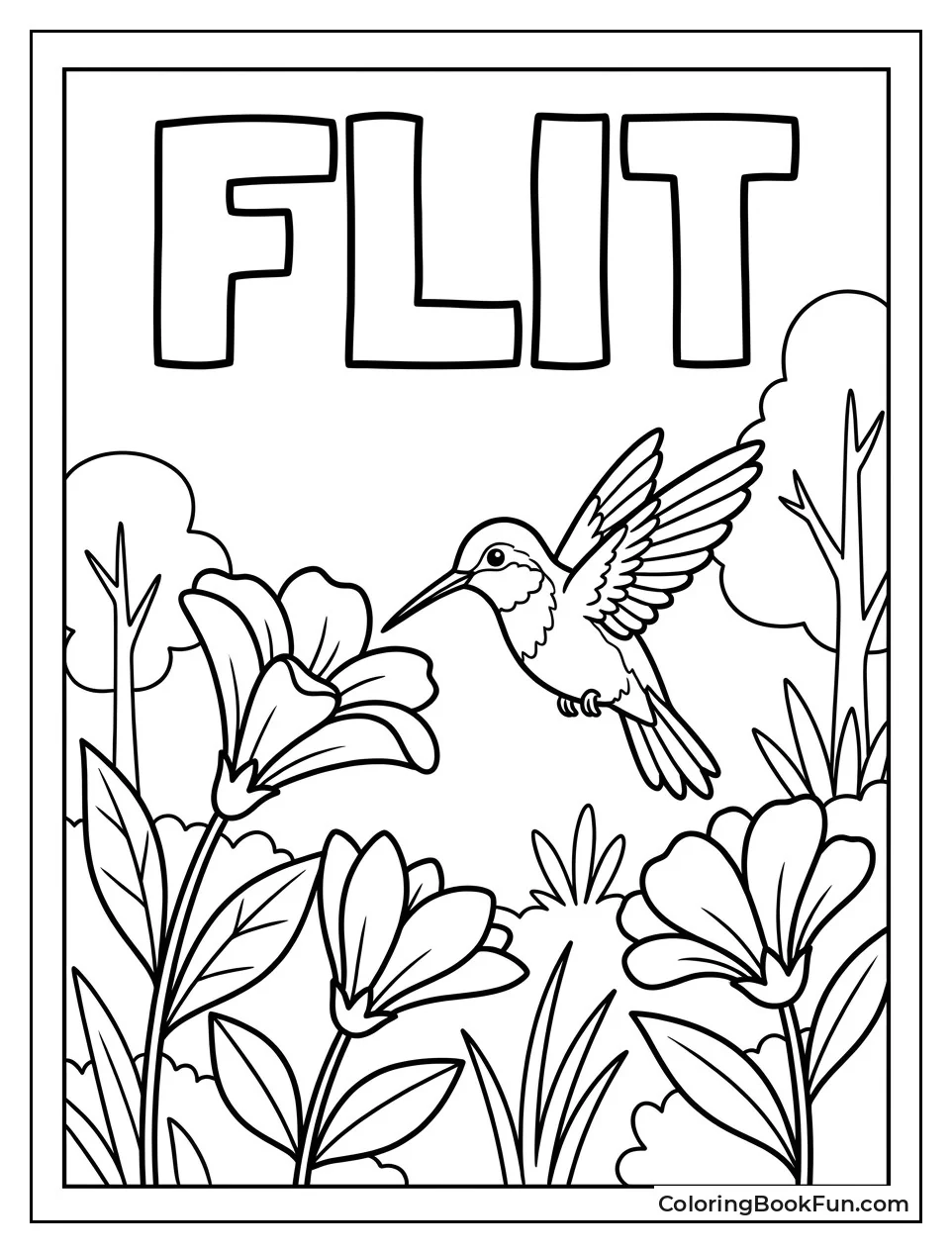 Flit Hovers Near Bright Flowers