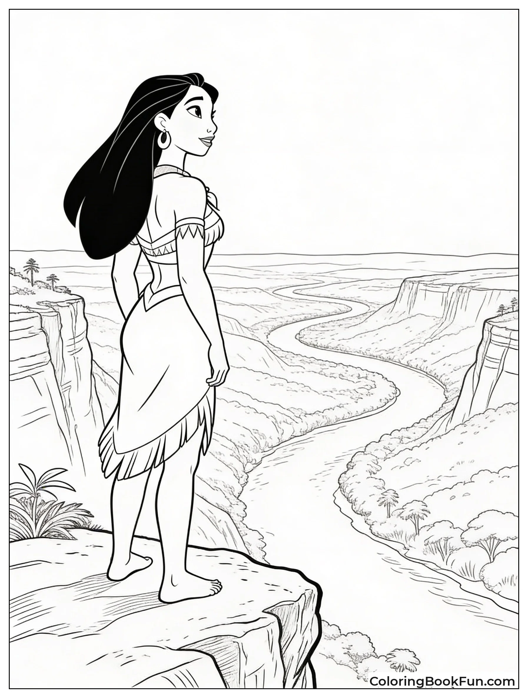 Pocahontas Stands at Riverbend Cliff