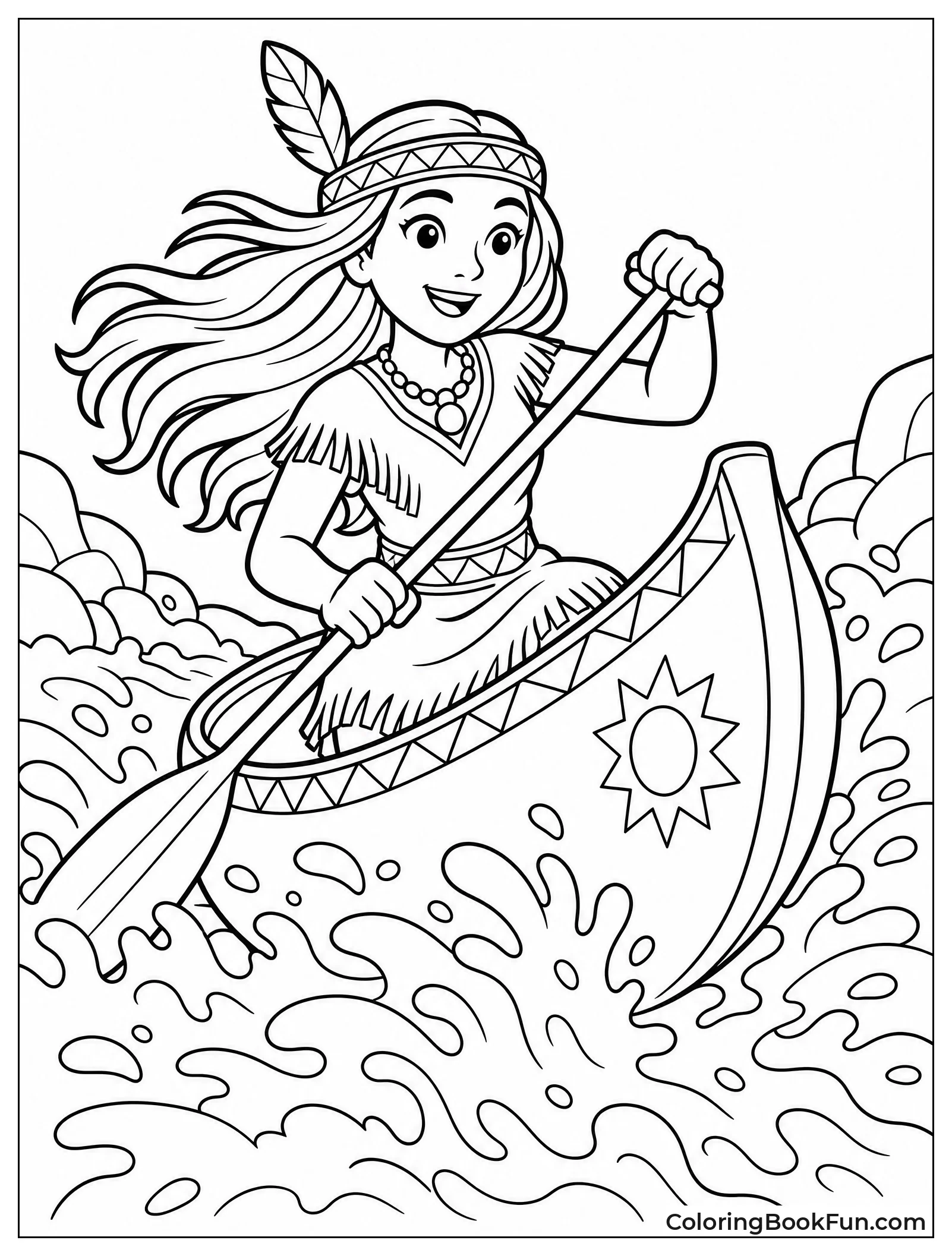 Pocahontas Paddles Through River Rapids