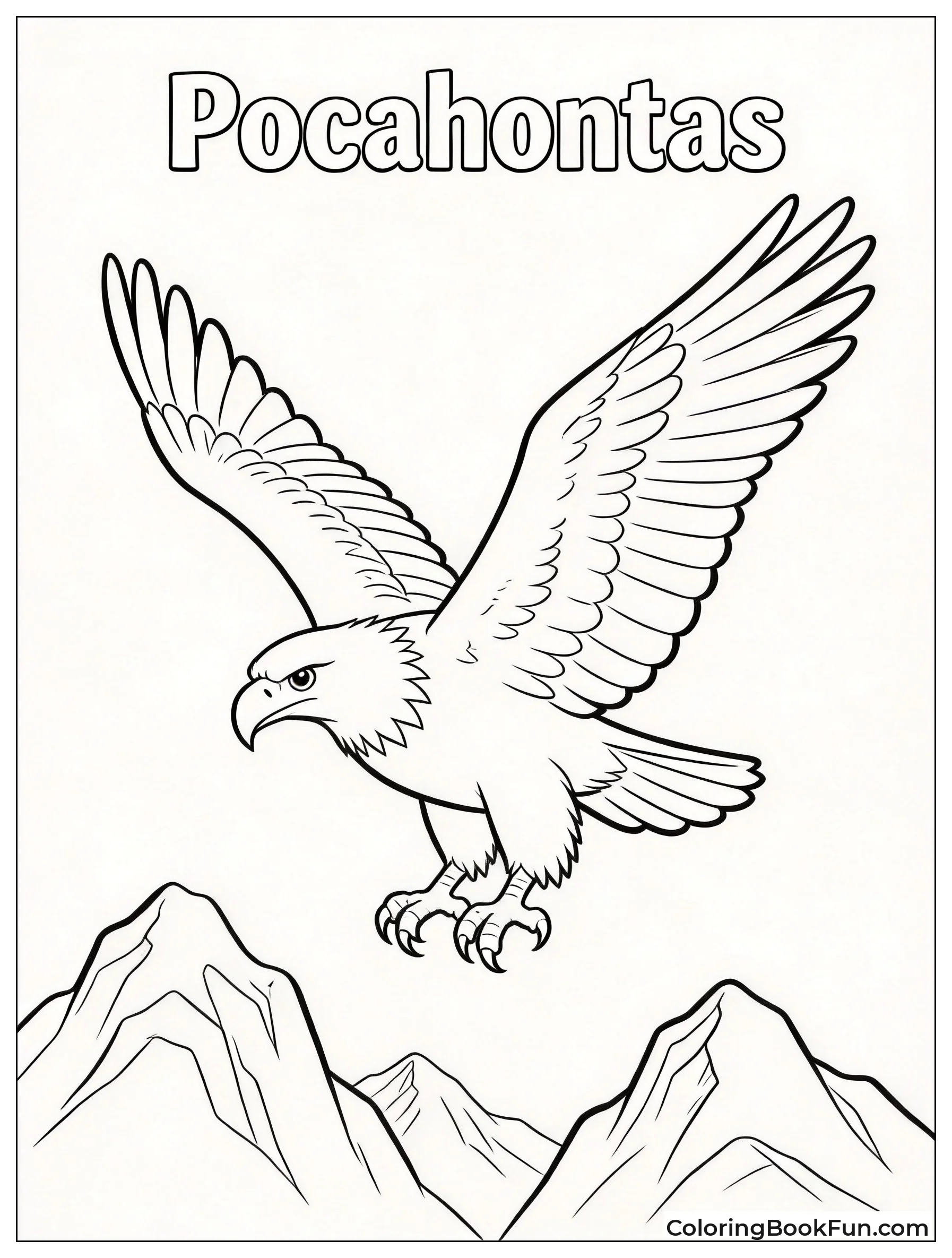 Eagle Soars High Above Mountains