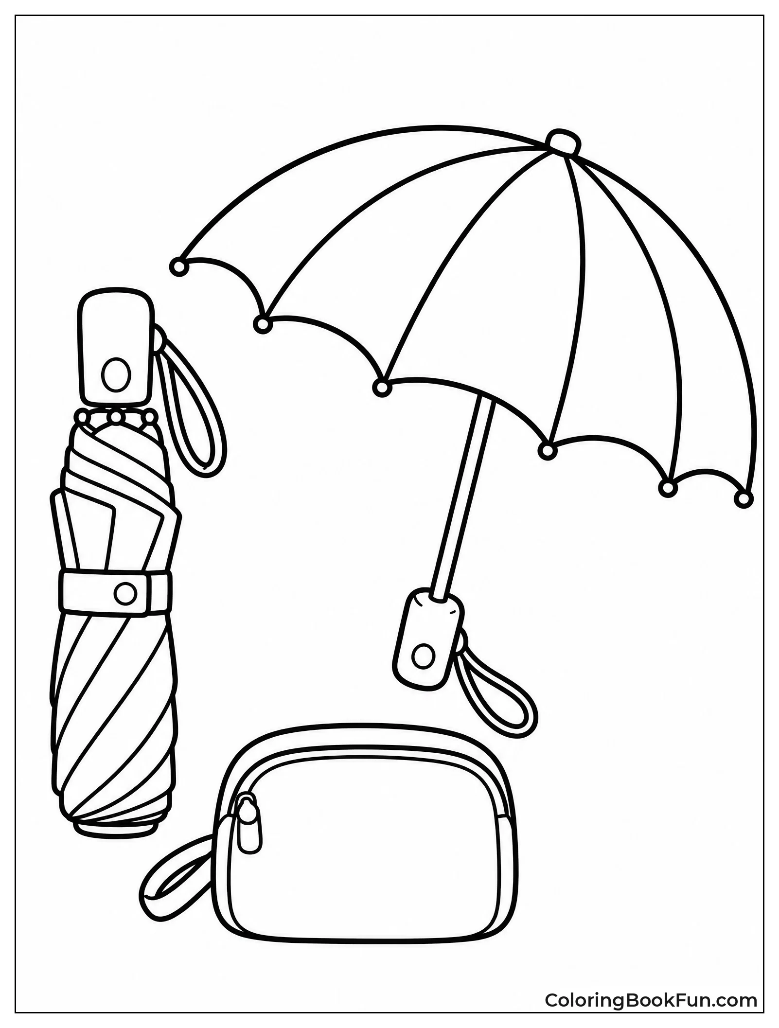 Small Travel Umbrella Next to Bag
