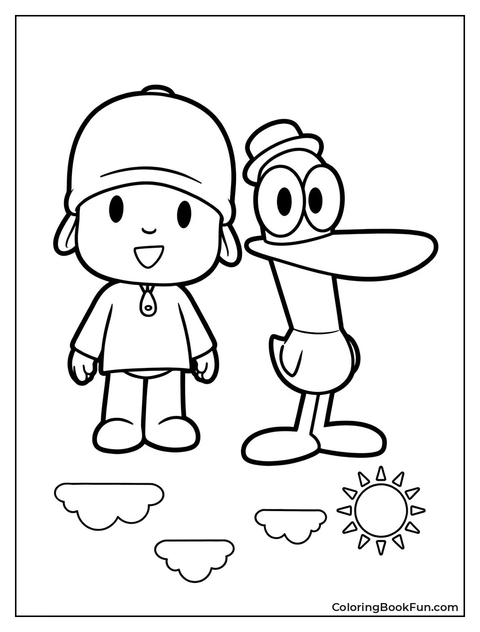 Pocoyo and Pato Smiling Side by Side