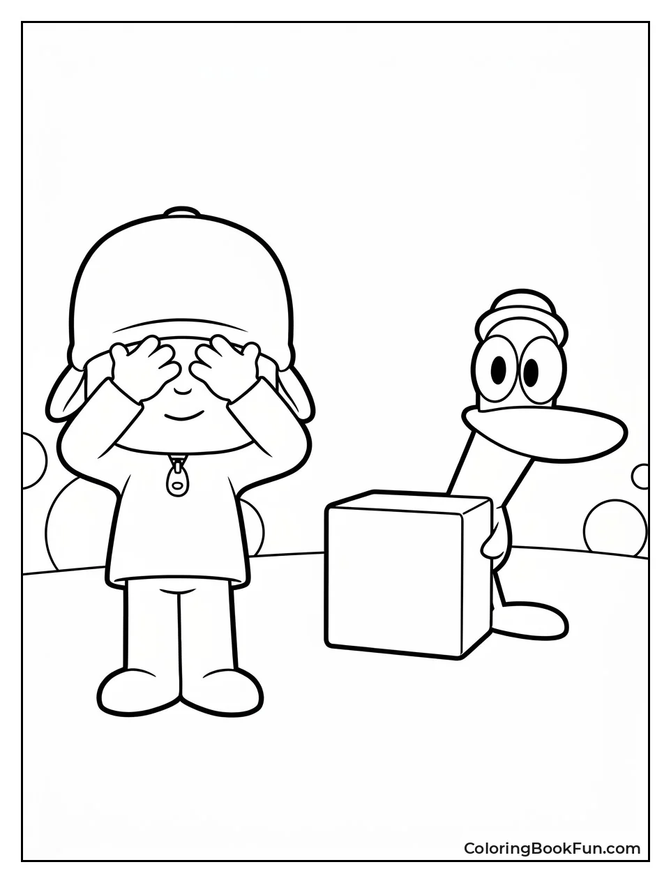 Pocoyo Covering Eyes for Hide and Seek