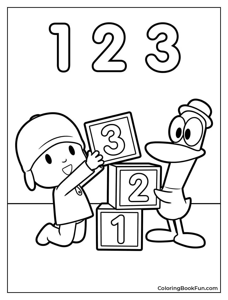 Pocoyo Stacking Number Blocks with Pato