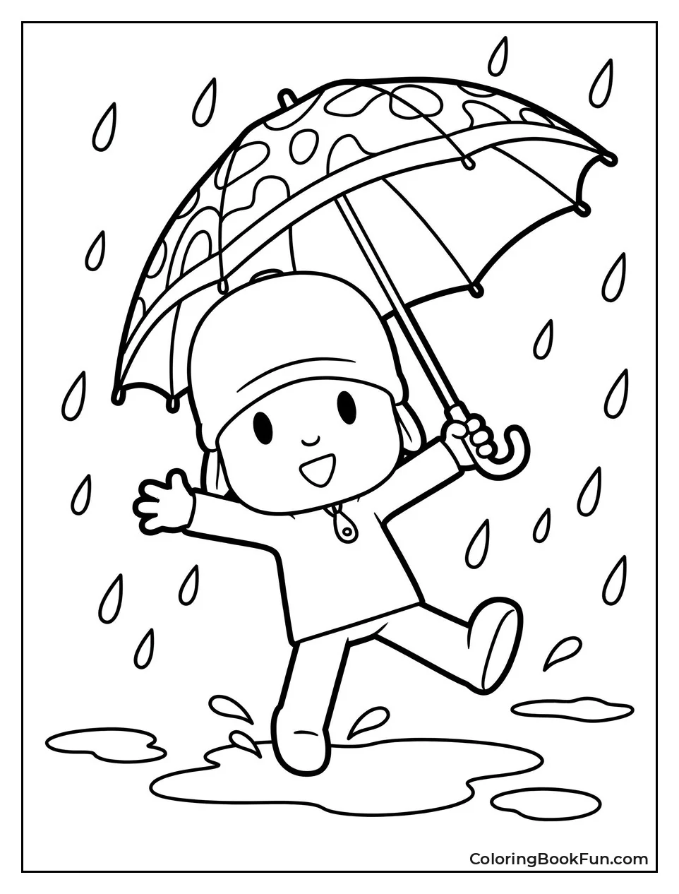 Pocoyo Playing with a Colorful Umbrella